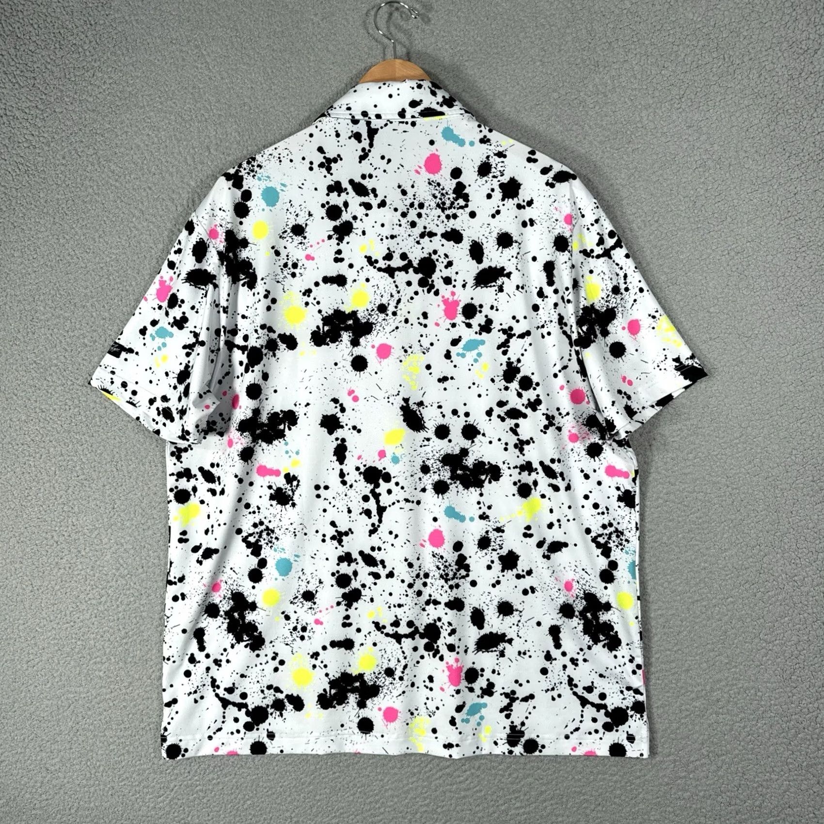 Vintage Swagger Sunday Swagger Golf Polo Shirt Mens XL Paint Splatter Neon AOP Print Shirt Size US XL / EU 56 / 4 - 3 Thumbnail