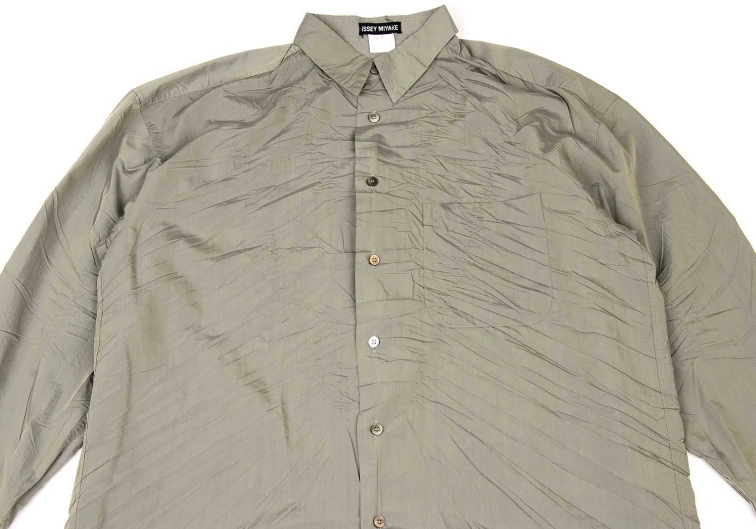Issey Miyake Polyester Shrink-Wrinkle Shirt in Khaki L Size US L / EU 52-54 / 3 - 2 Thumbnail