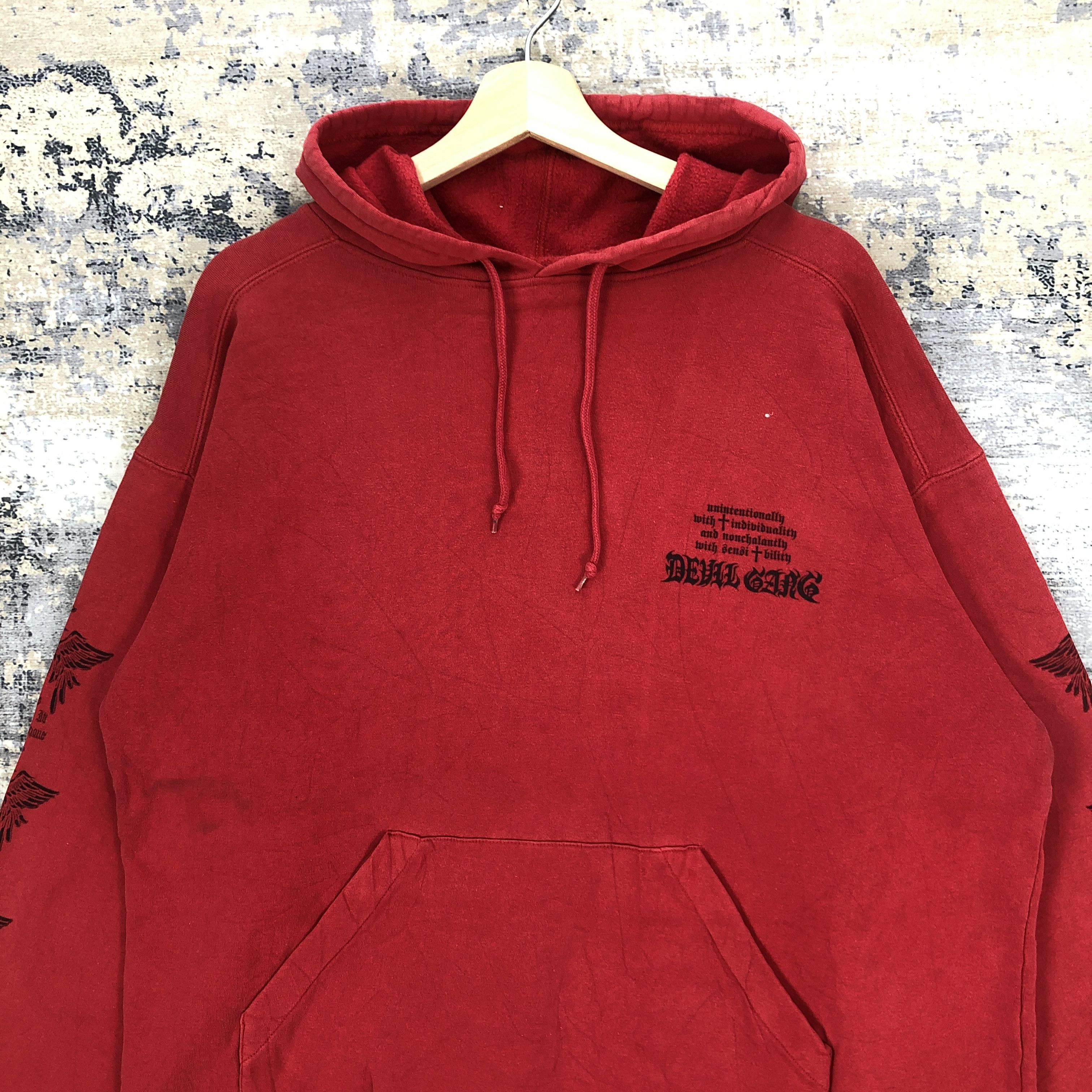 Japanese Brand × Vintage Vintage Y2K Devil Gang Hoodie Sweater Hip Hop Sweatshirt Size US XXL / EU 58 / 5 - 6 Thumbnail