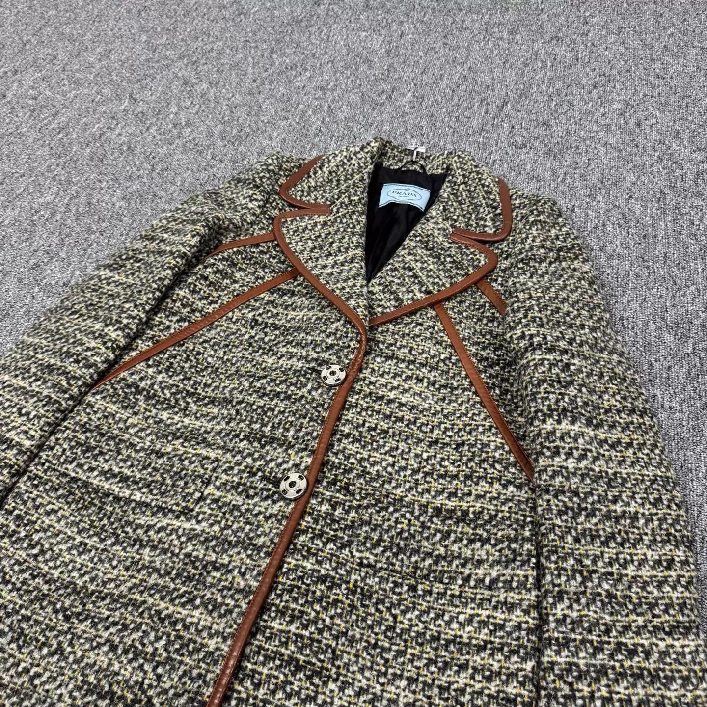 Prada Prada Leather Trim Tweed Long Coat 44 99 New Size M / US 6-8 / IT 42-44 - 4 Thumbnail