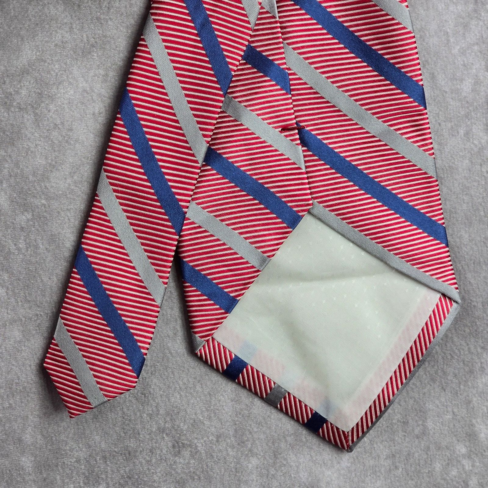 Stafford Stafford Red Stripe Repp Geometric 100% Silk Neck Tie NWOT Size 30 - 6 Thumbnail