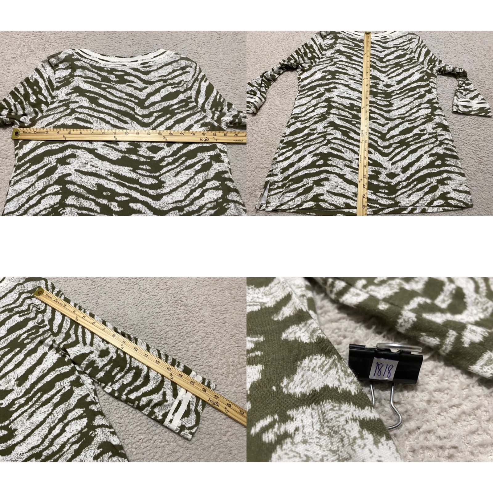 Talbots Talbots Womens Tunic Shirt Petites 3/4 Sleeve Green Striped PM Pima Cotton Knit Casual Shirt Womens 1818 Size M / US 6-8 / IT 42-44 - 8 Thumbnail