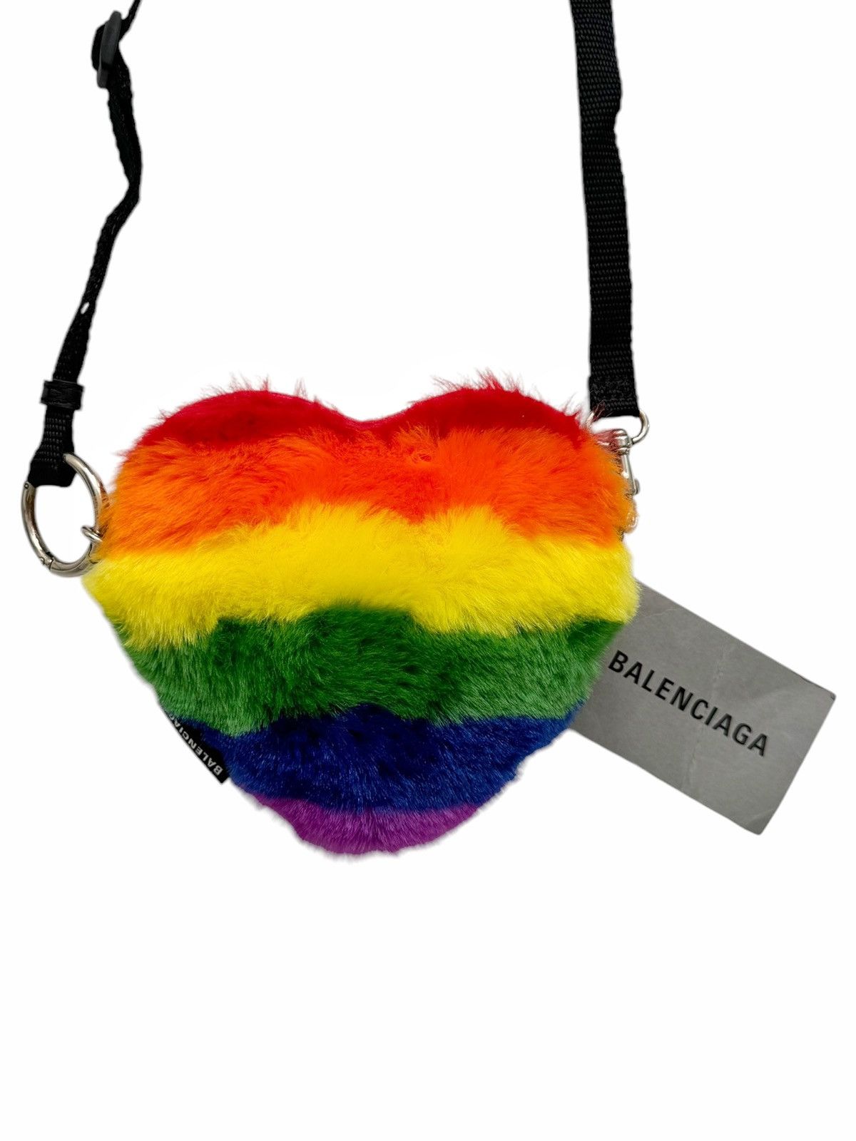 Balenciaga Faux Fur Rainbow Mini Heart Crossbody Bag Size ONE SIZE - 2 Thumbnail