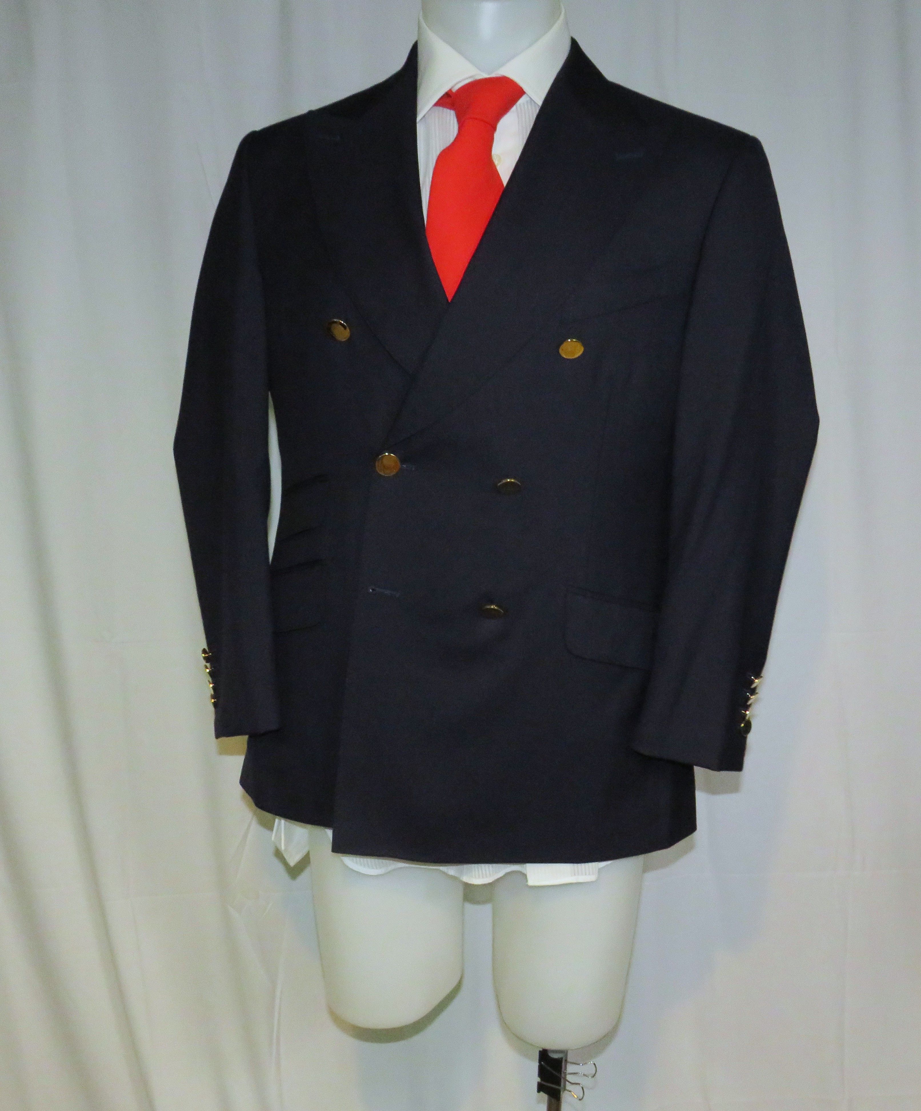 Other Alex Hitz Navy Gold Button Double Breasted Blazer 40S Size 40S - 6 Thumbnail
