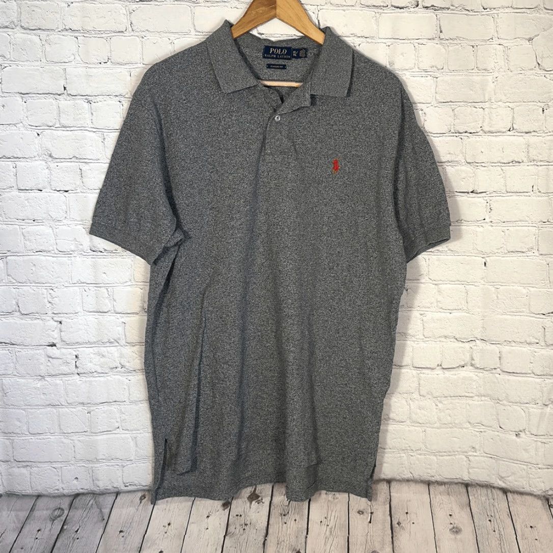Polo Ralph Lauren Polo Ralph Lauren Polo Shirt Mens XL Gray Marble Short Sleeve Classic Fit Blue Brown Exterior Color 90s (if applicable) Size US XL / EU 56 / 4 - 2 Thumbnail
