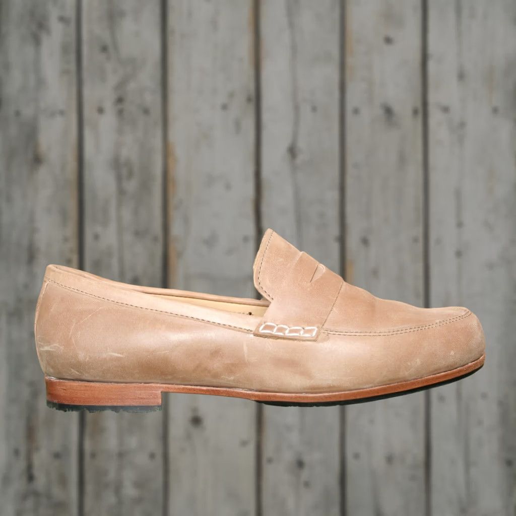 Vintage ADELANTE The Sofia Tan Leather Penny Loafers Women's Sz. 9.5 E Shoes Flat Slip On Mens Womens Boys Girls Size US 10 / IT 40 - 1 Thumbnail
