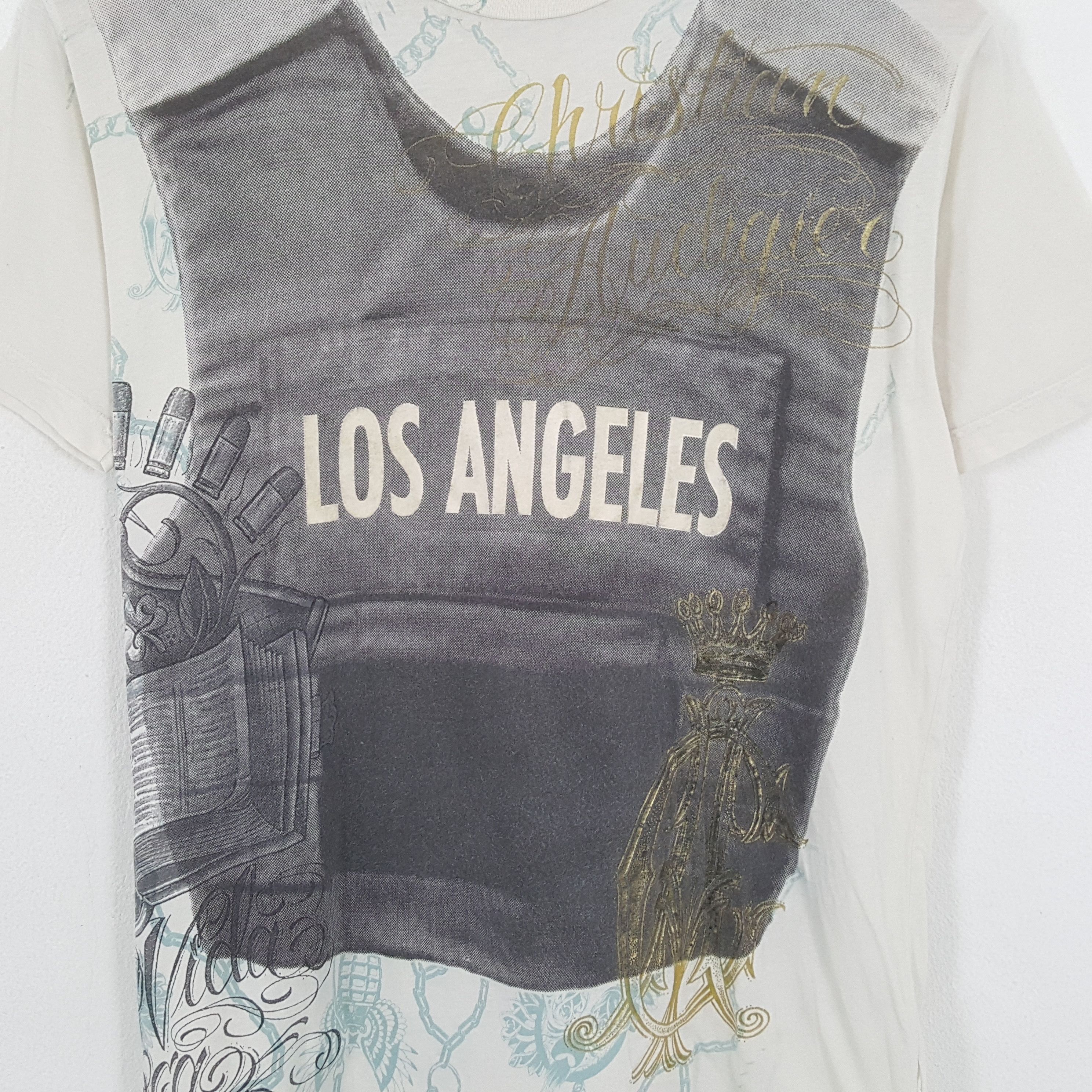 Christian Audigier × Vintage CHRISTIAN AUDIGIER Los Angeles Full Print Design Tshirt Size US L / EU 52-54 / 3 - 4 Thumbnail