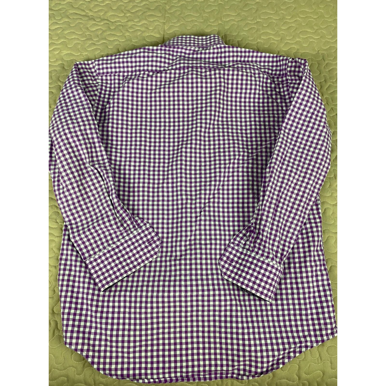 Vintage VINTAGE Bristol & Bull Button-Down Dress Shirt Purple Checkered Paisley XL 17.5 34/35 Mens Chest 25in Pit to Pit 31.25in Shoulder to Bottom Size 48R - 4 Thumbnail