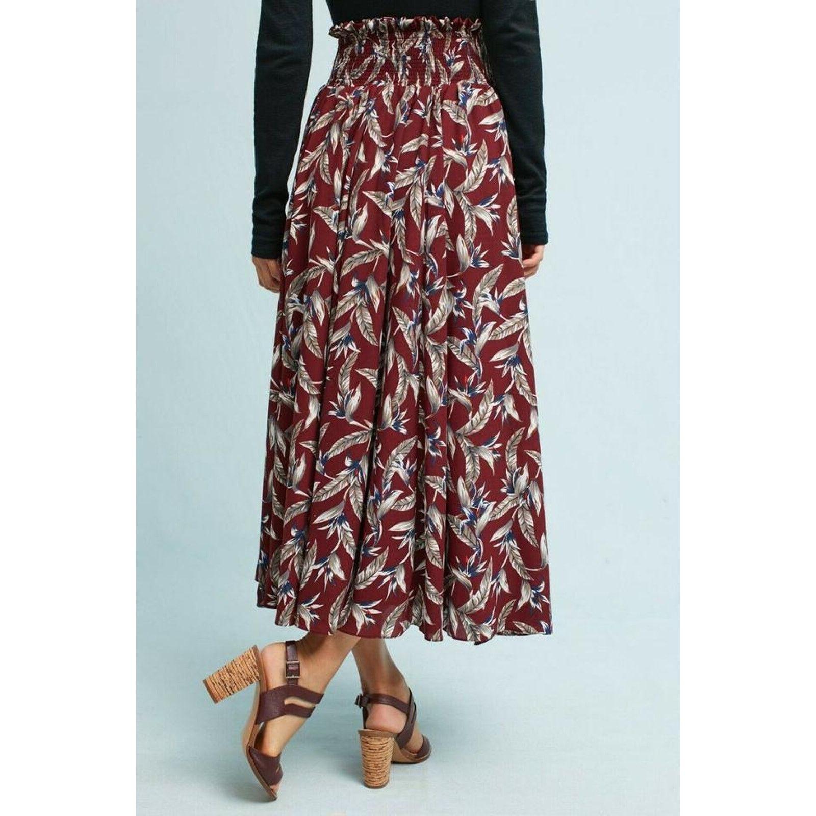 Anthropologie New Anthropologie Keshika Ruffled Midi Skirt Mynah's Sz S Size 28" / US 6 / IT 42 - 6 Thumbnail