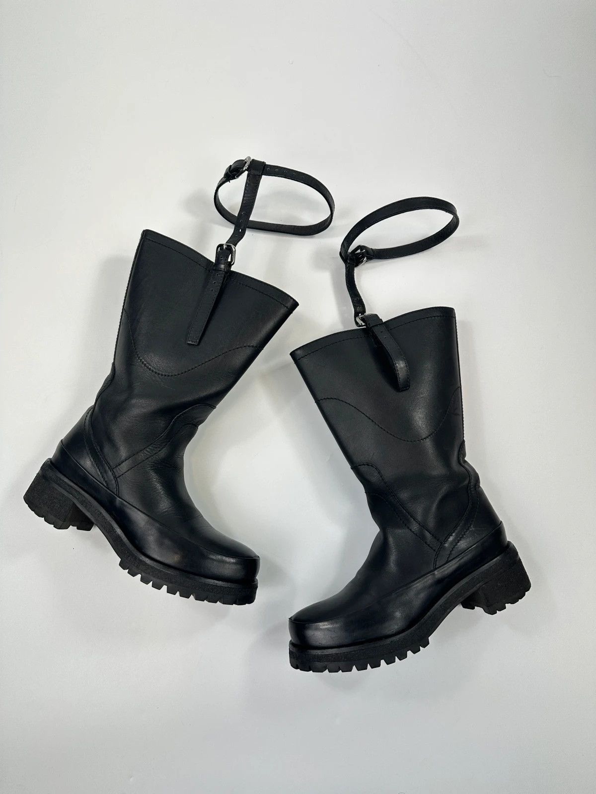 Prada Prada Milano FW2009 Black Leather Garter Strap Boots Size US 6.5 / IT 36.5 - 1 Thumbnail