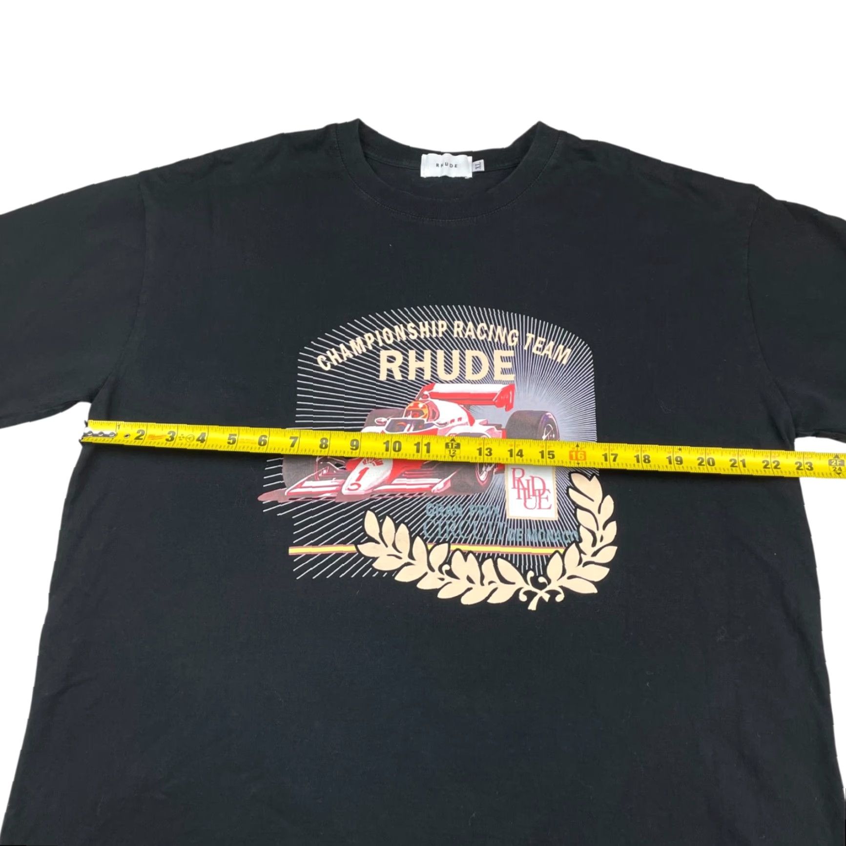 Rhude RHUDE Racing Team Grand Prix Monaco T-Shirt Black Adult XL Cotton ...