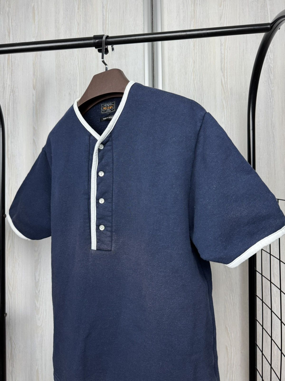 Beams Japan Beams made in Japan blue terry Henley faded tee shirt Size US M / EU 48-50 / 2 - 8 Thumbnail