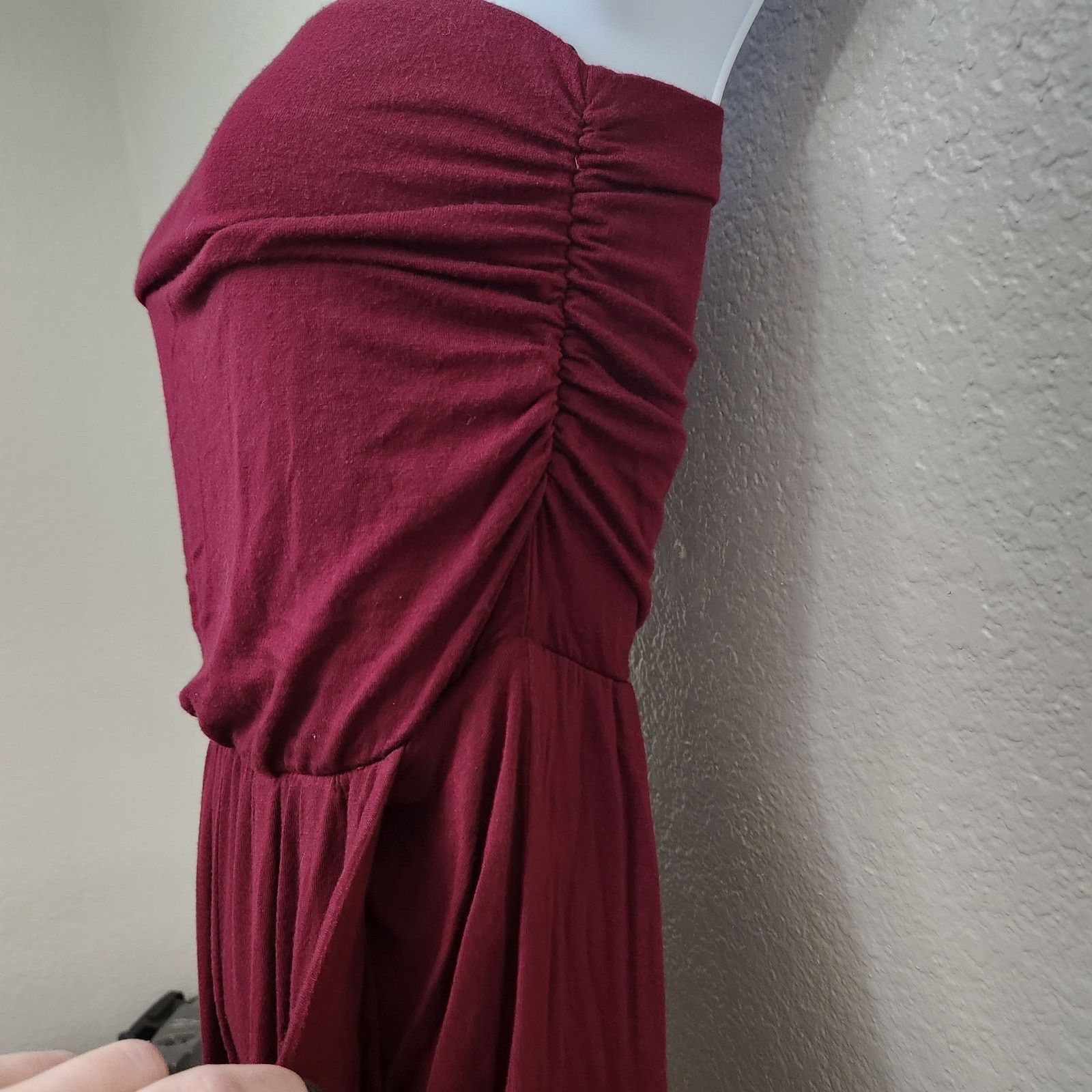 Other A'Gaci Burgundy Strapless Ruched Sides And Legs Jumper Small Size 26" / US 2 / IT 38 - 3 Thumbnail