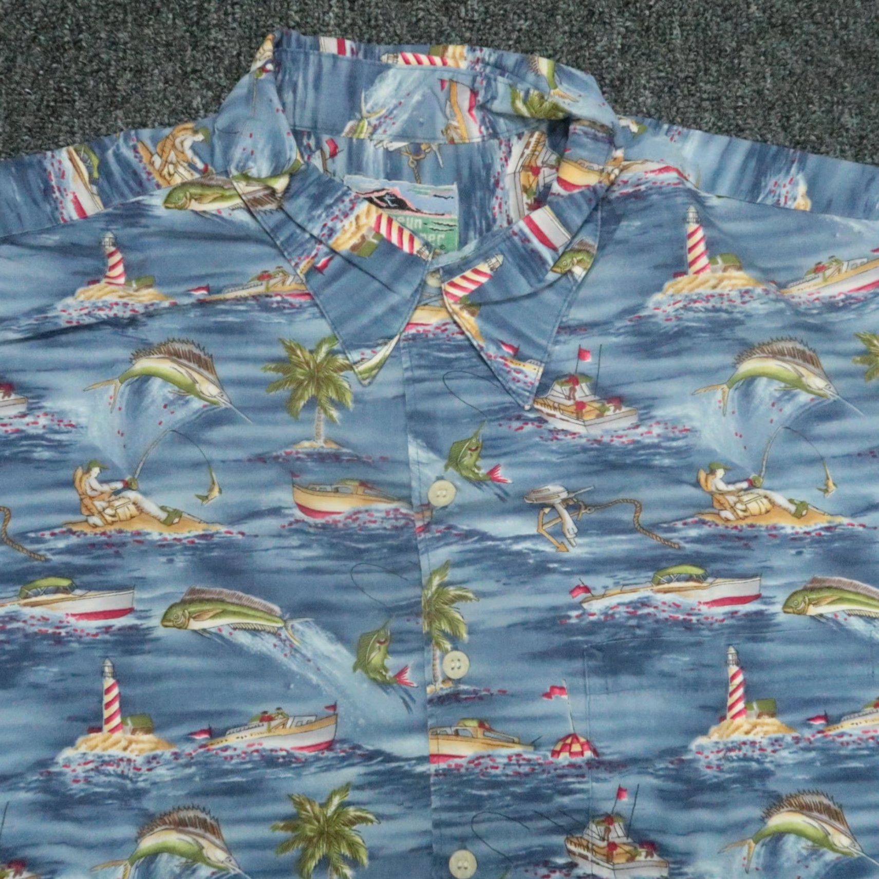 Reyn Spooner VINTAGE Reyn Spooner Shirt Mens M Blue Graphic Print Short Sleeve Button-Up Collared Casual Theme Marlin 90s Mens Size US M / EU 48-50 / 2 - 2 Thumbnail