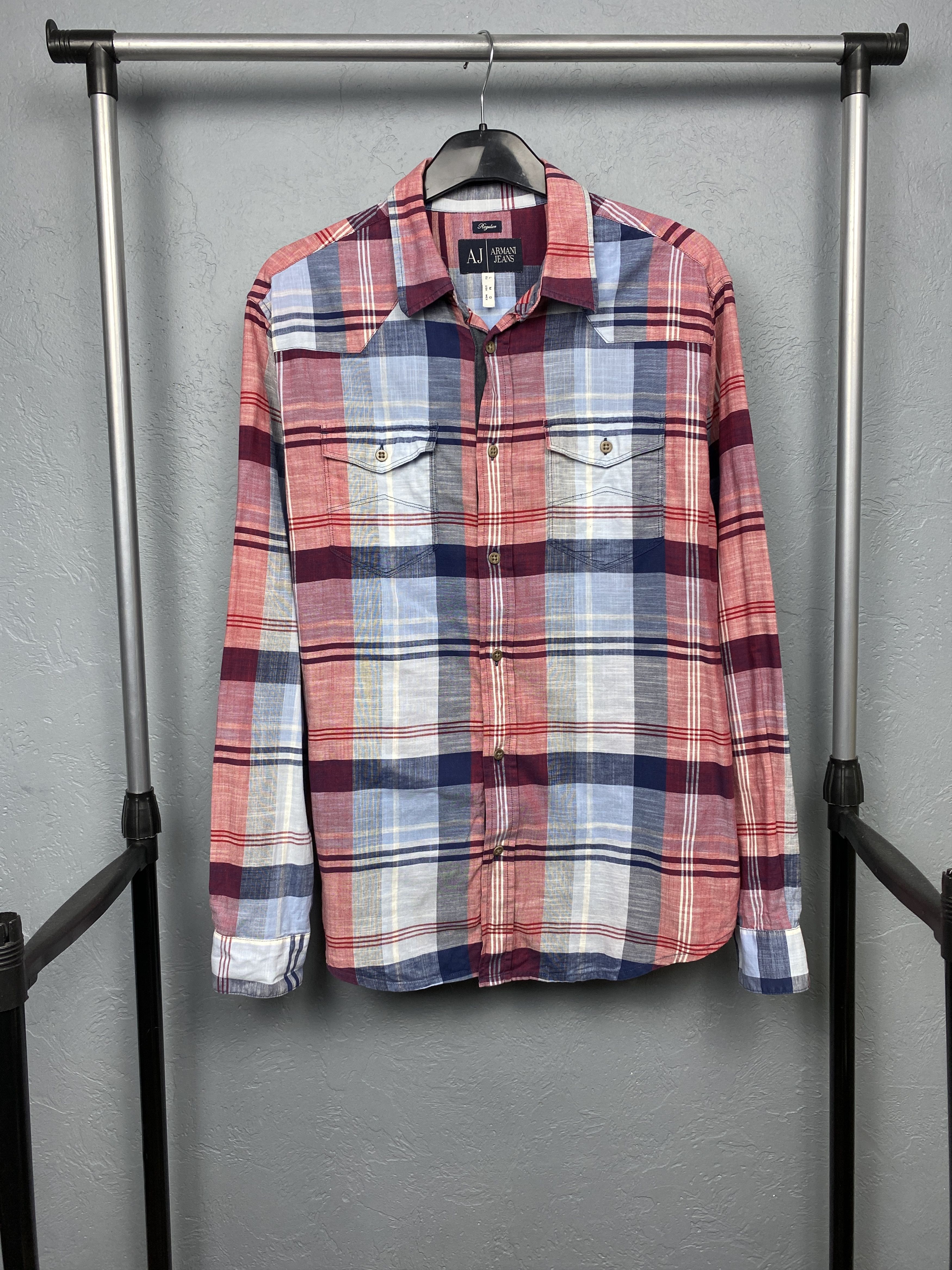 Armani Armani Jeans Vintage Mens Long Sleeve Check Shirt Size US M / EU 48-50 / 2 - 1 Thumbnail