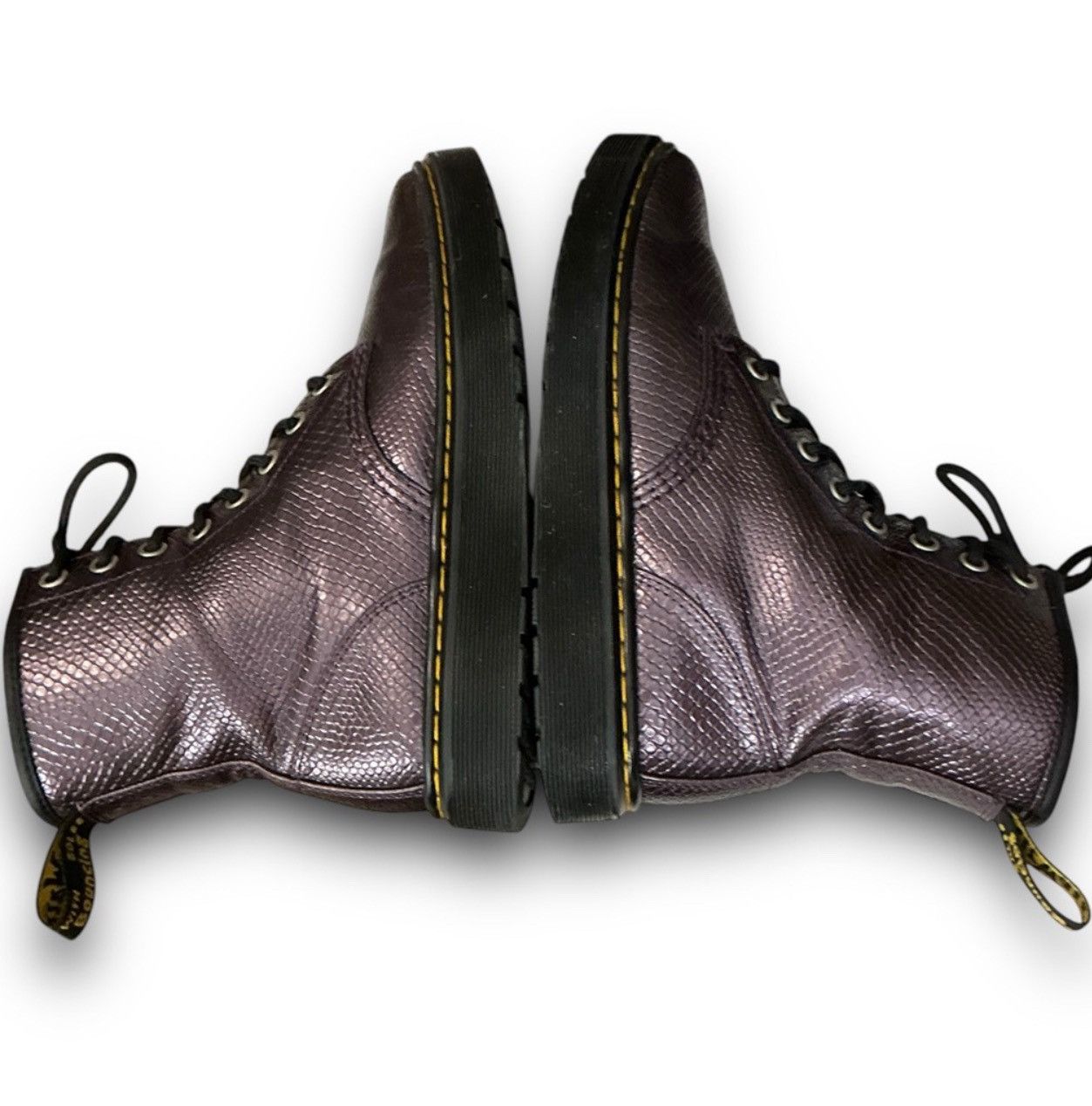 Dr. Martens Zavala Oxblood Metallic Reptile Snake Embossed Combat Boots Size US 6 / IT 36 - 2 Thumbnail