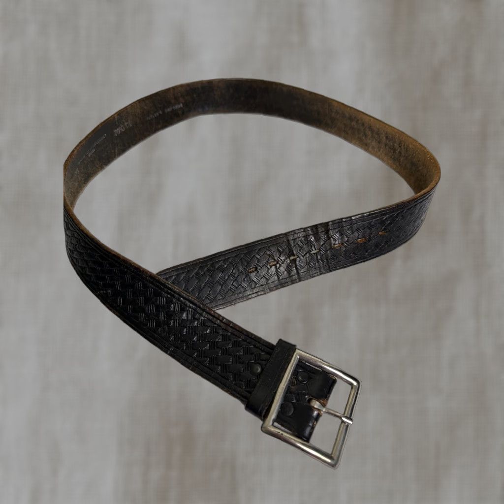 Vintage Butler’s Uniform Mens Belt 38 Brown Leather Embossed Distressed Leather Belt Size 38 - 1 Thumbnail