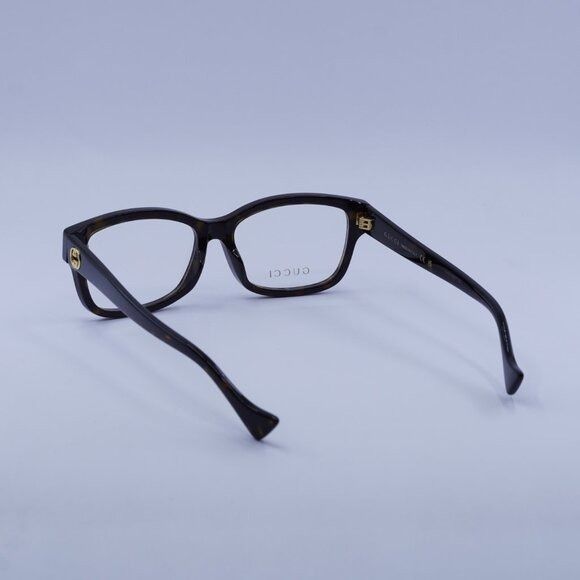 Gucci Gucci GG1259OA 002 Eyeglasses Dark Havana 55mm Rectangle Size ONE SIZE - 6 Thumbnail