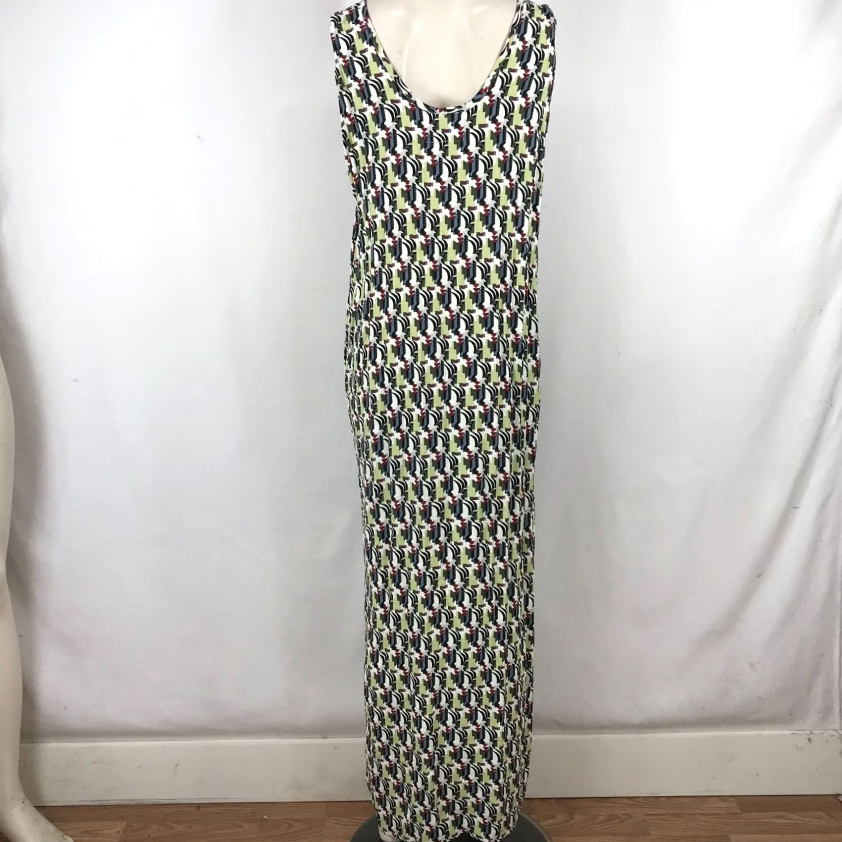 FLAX FLAX Women's M Green Sleeveless Round Neck Maxi Dress 100% Rayon Size M / US 6-8 / IT 42-44 - 3 Thumbnail