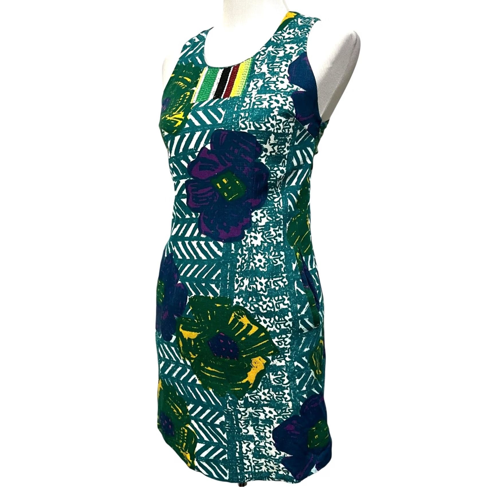 Anthropologie Anthropologie | Vanessa Virginia Graphic Hibiscus shift Dress Sleeveless Sz 0 Size XS / US 0-2 / IT 36-38 - 5 Thumbnail