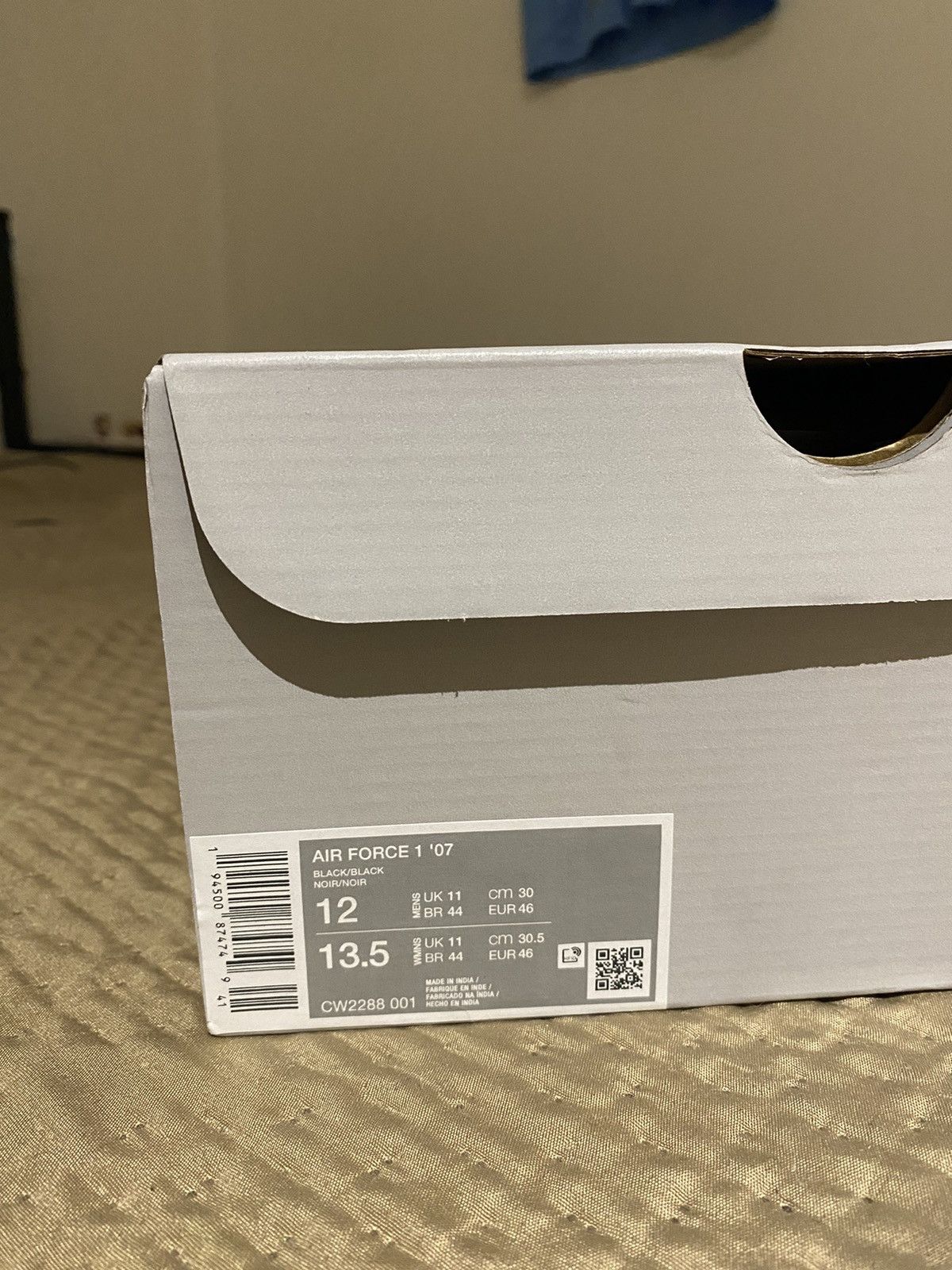 Nike Nike Air Force 1 ‘07 Black Size US 12 / EU 45 - 4 Thumbnail