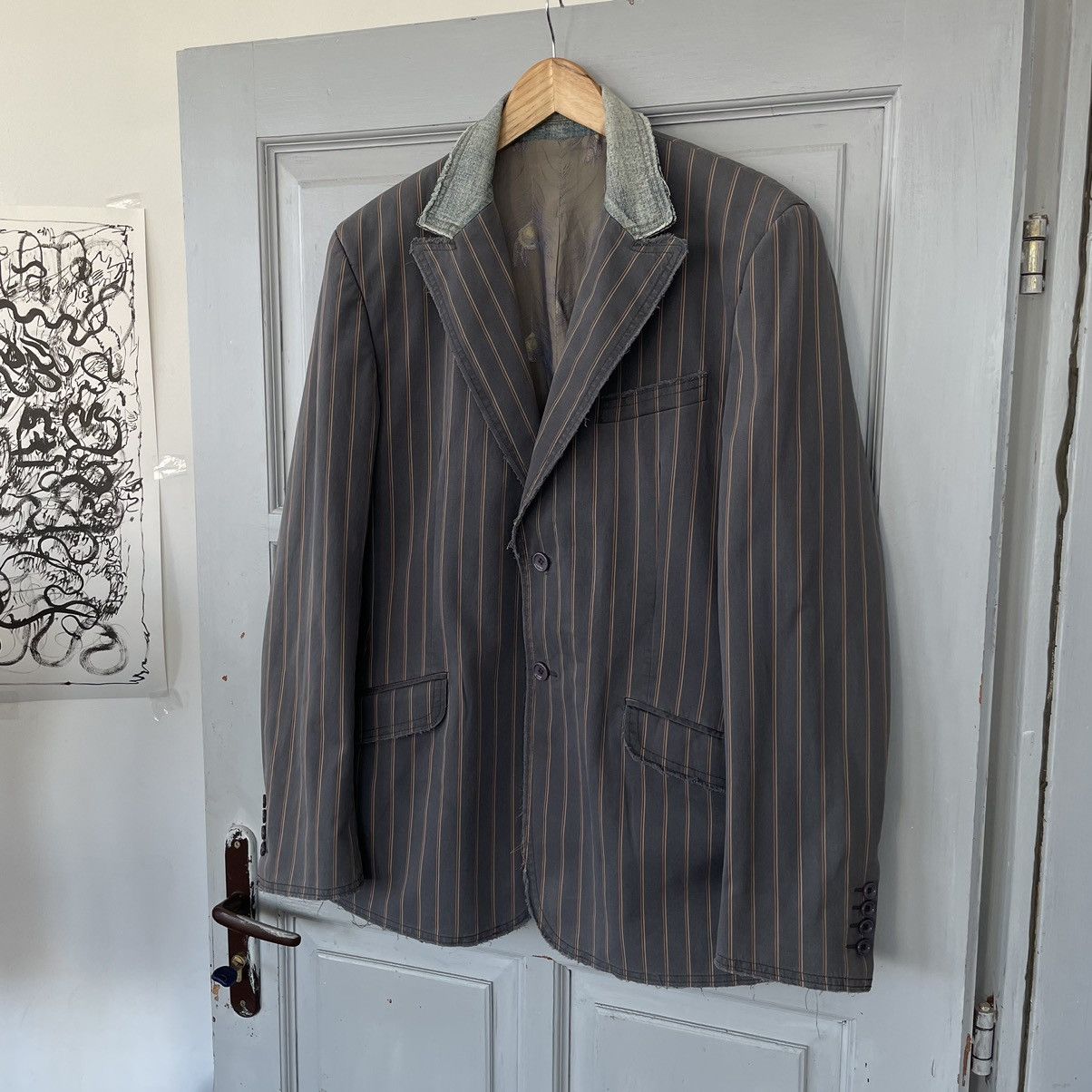 Designer × Dolce & Gabbana 🔥Rare🔥Dolce&Gabbana D&G Distressed striped blazer sz50 Size 50L - 4 Thumbnail
