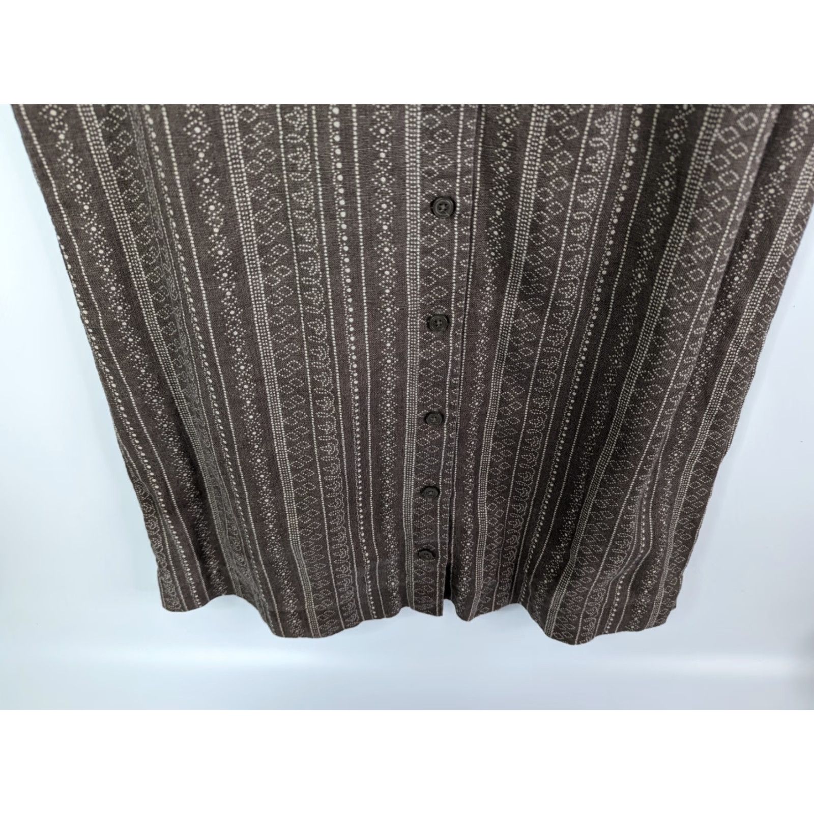 Vintage Garnet Hill Womens Linen Dress Tunic Size 6 Brown Sleeveless Button Up Casual Shirt Dress Spring Summer Womens 6 Brown Linen Garnet Hill Size M / US 6-8 / IT 42-44 - 3 Thumbnail