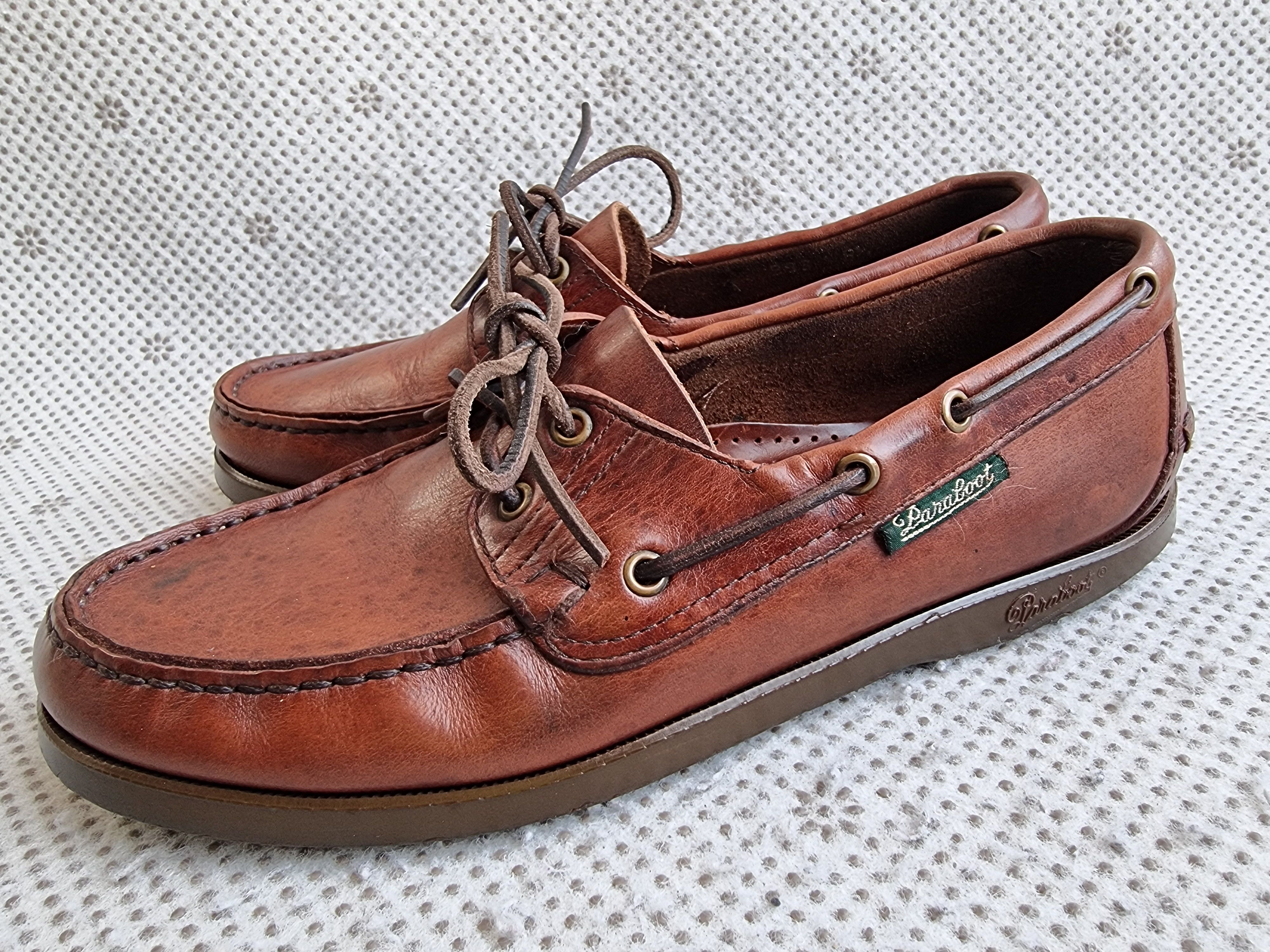 Paraboot PARABOOT BARTH Brown Leather Boat Shoe, EU 42.5, UK 8.5