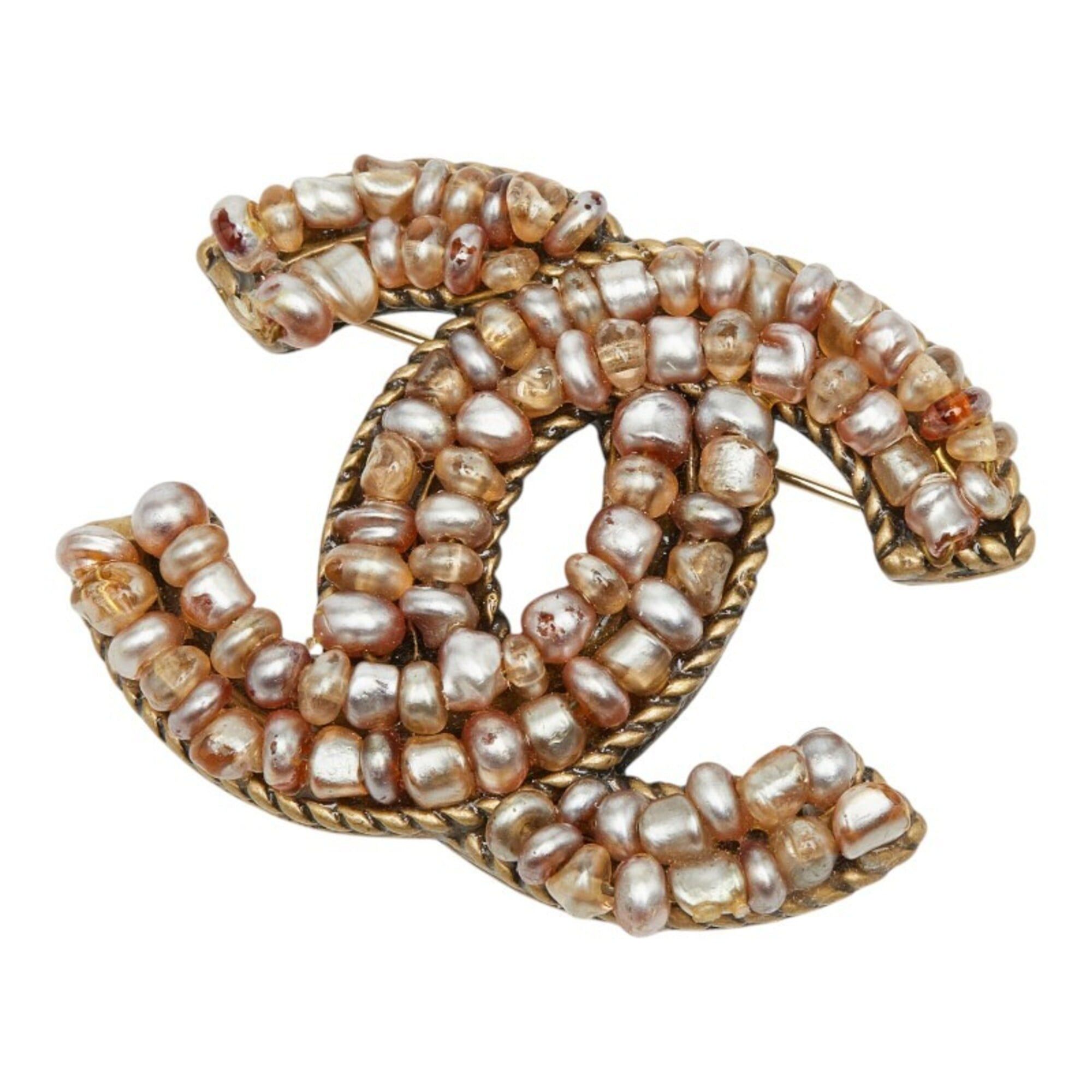 Chanel Chanel Coco Mark Brooch, 00A Engraving, Gold, Faux Pearl Plated, Women's. Size ONE SIZE - 1 Thumbnail