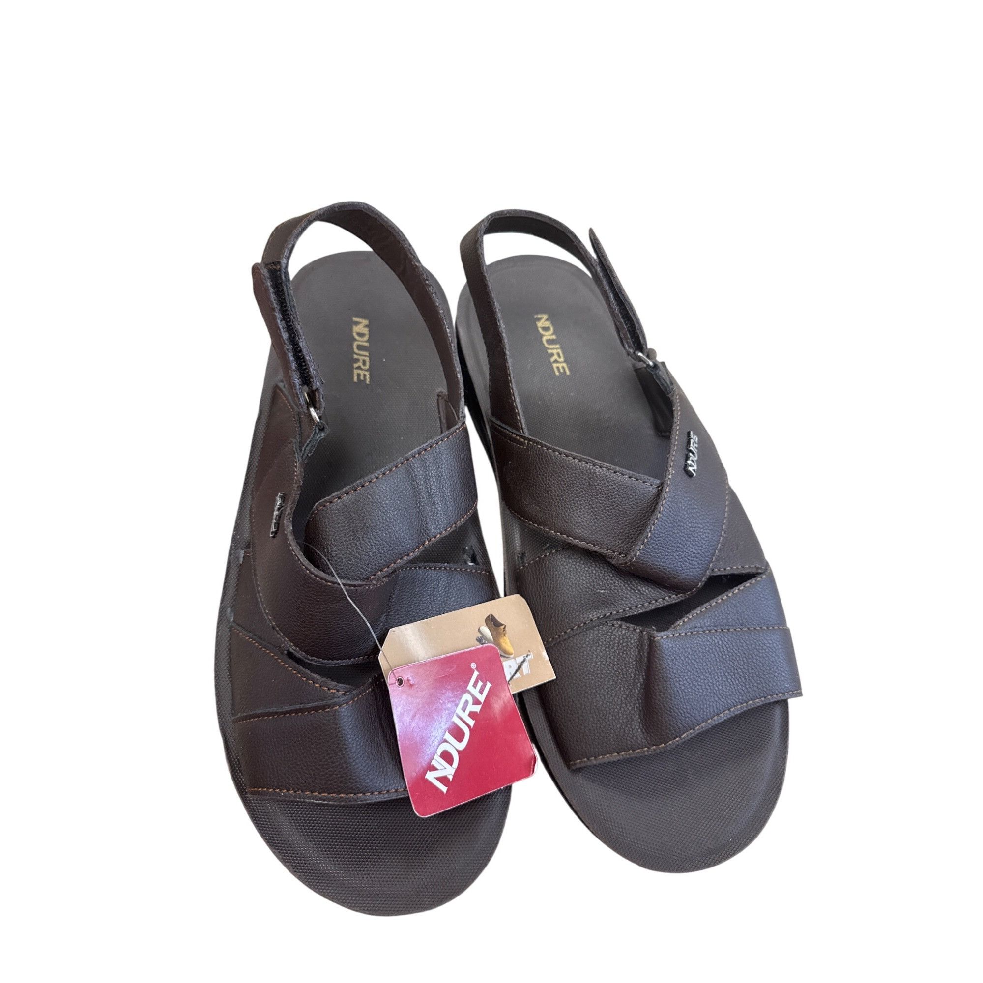 Other Ndure Mens Brown Leather Slip-On Sandals Size 10 SKU 8303 Size US 10 / EU 43 - 8 Thumbnail
