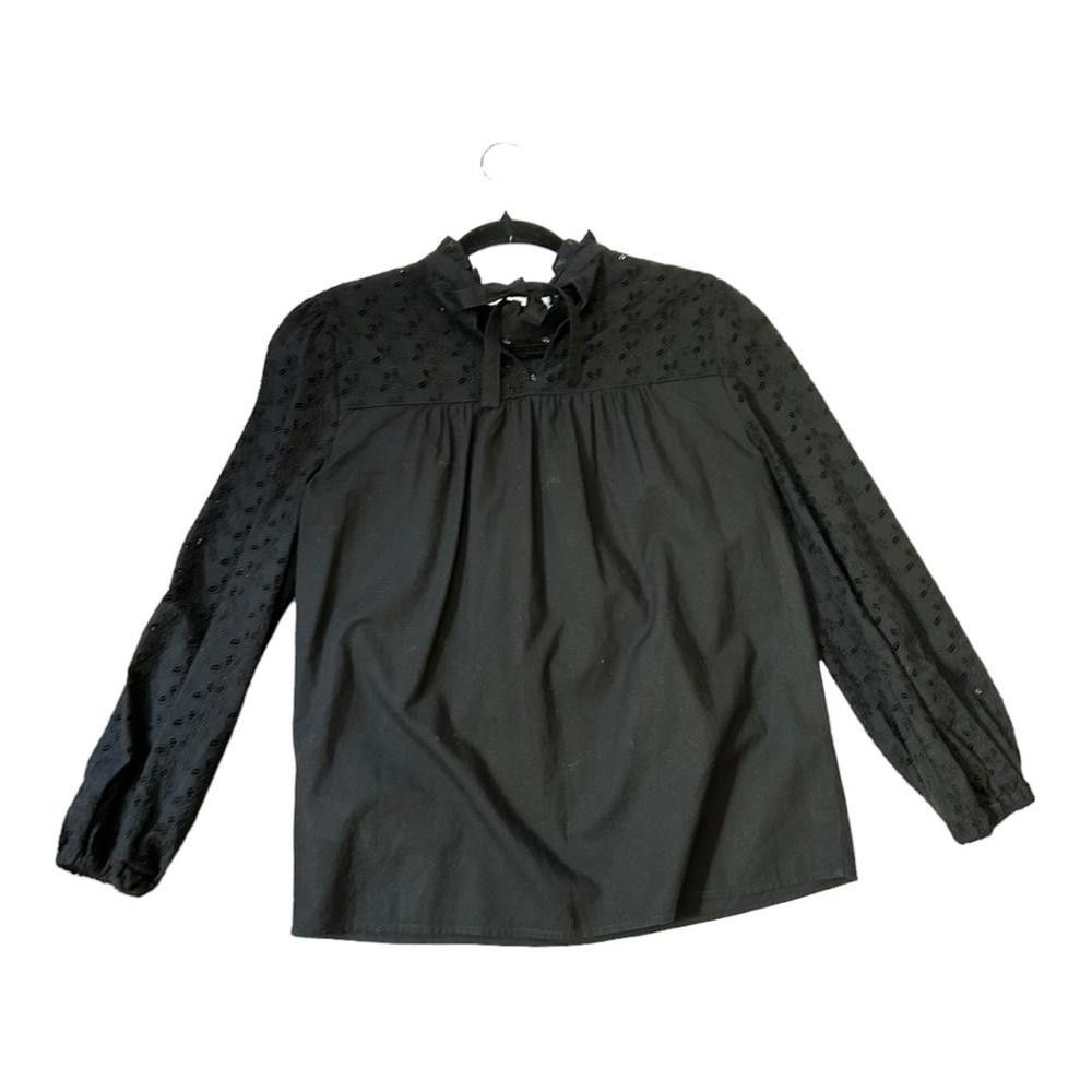 Madewell Madewell l Pieced Eyelet Mockneck Ruffle Top XS Size XS / US 0-2 / IT 36-38 - 4 Thumbnail
