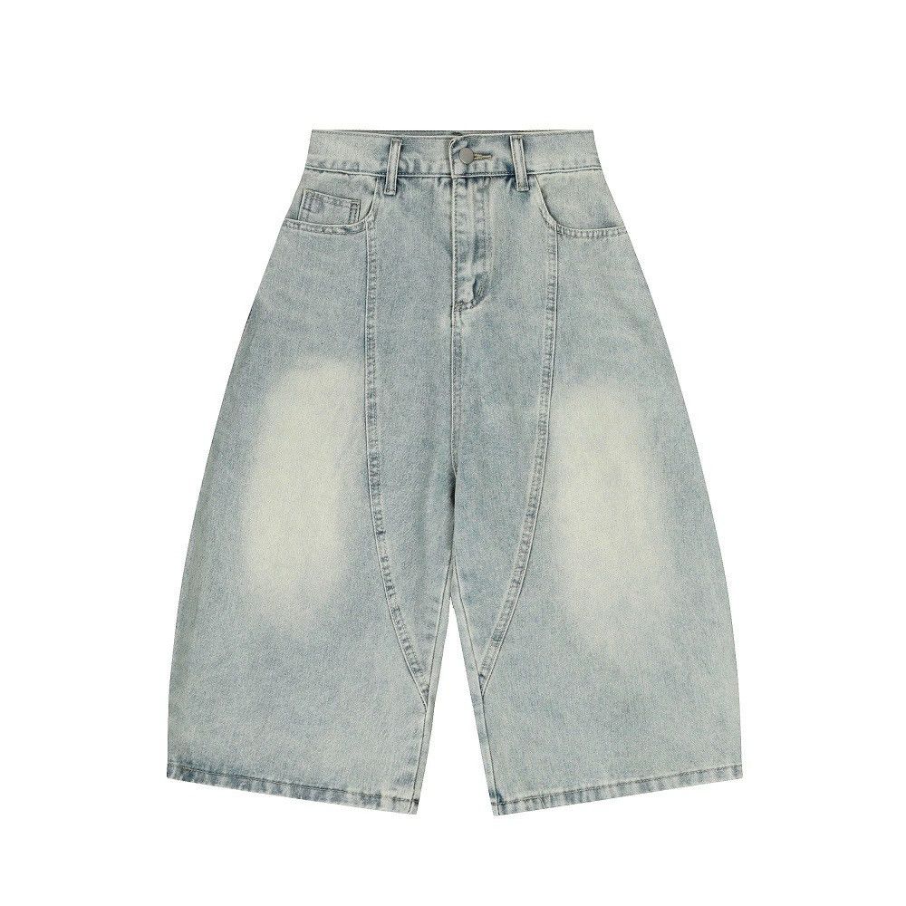 Jean Distressed washed men's embroidered scimitar denim shorts Size US 32 / EU 48 - 1 Thumbnail