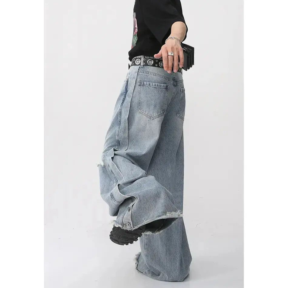 Japanese Brand Retro loose ripped jeans Size US 32 / EU 48 - 2 Thumbnail
