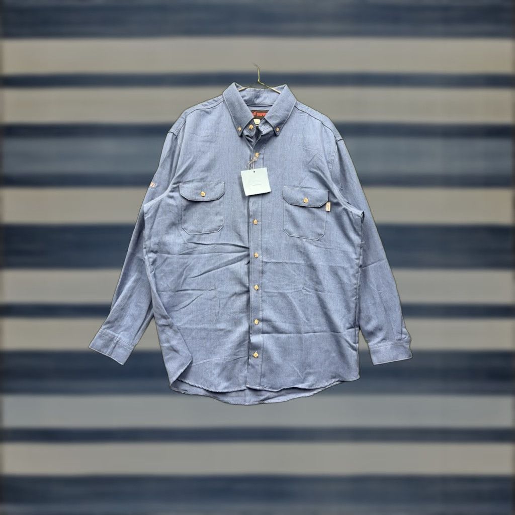 Denime Drifire Denim Chambray Long Sleeve Shirt Mens XL Button-Up 90s Classic Workwear Blue Shirt Mens XL Size US XL / EU 56 / 4 - 1 Thumbnail