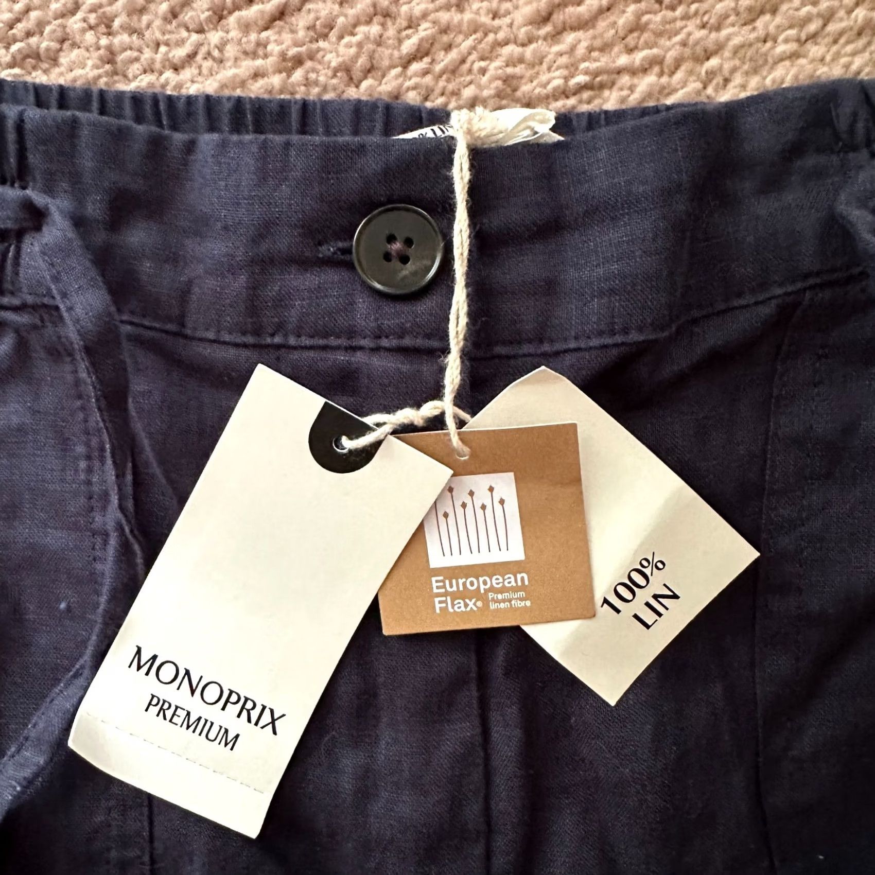 Vintage Monoprix Premium Pants Womens XS 28x29 100% Linen NWT High Rise Straight Leg Size 26" / US 2 / IT 38 - 5 Thumbnail