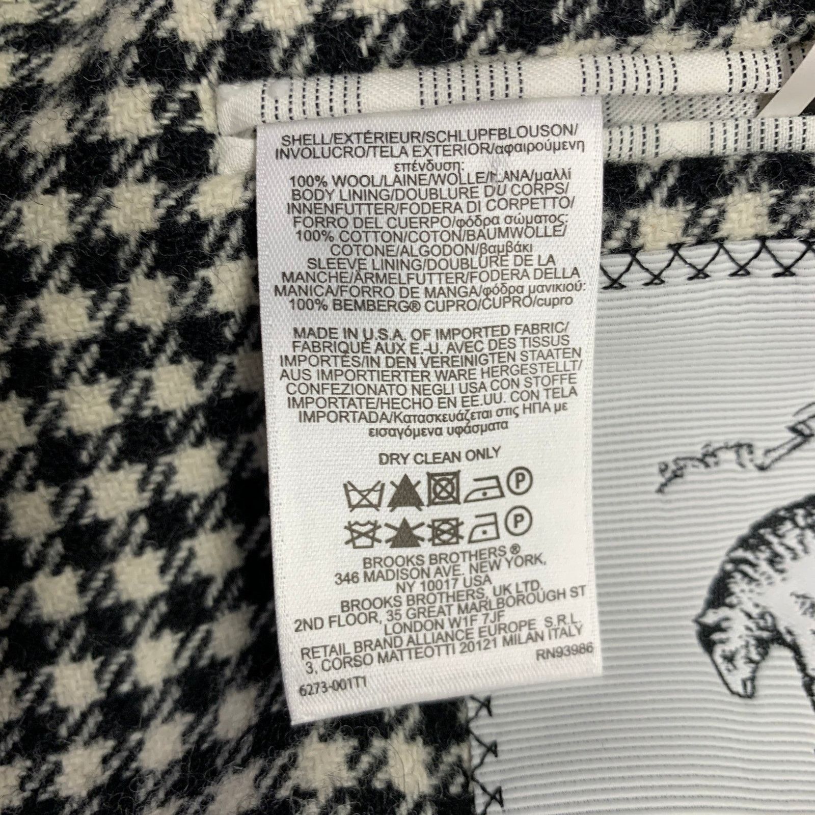 Brooks Brothers Black Fleece BLACK FLEECE 38 Black White Checkered Wool Notch Lapel Suit Size 38R - 10 Thumbnail