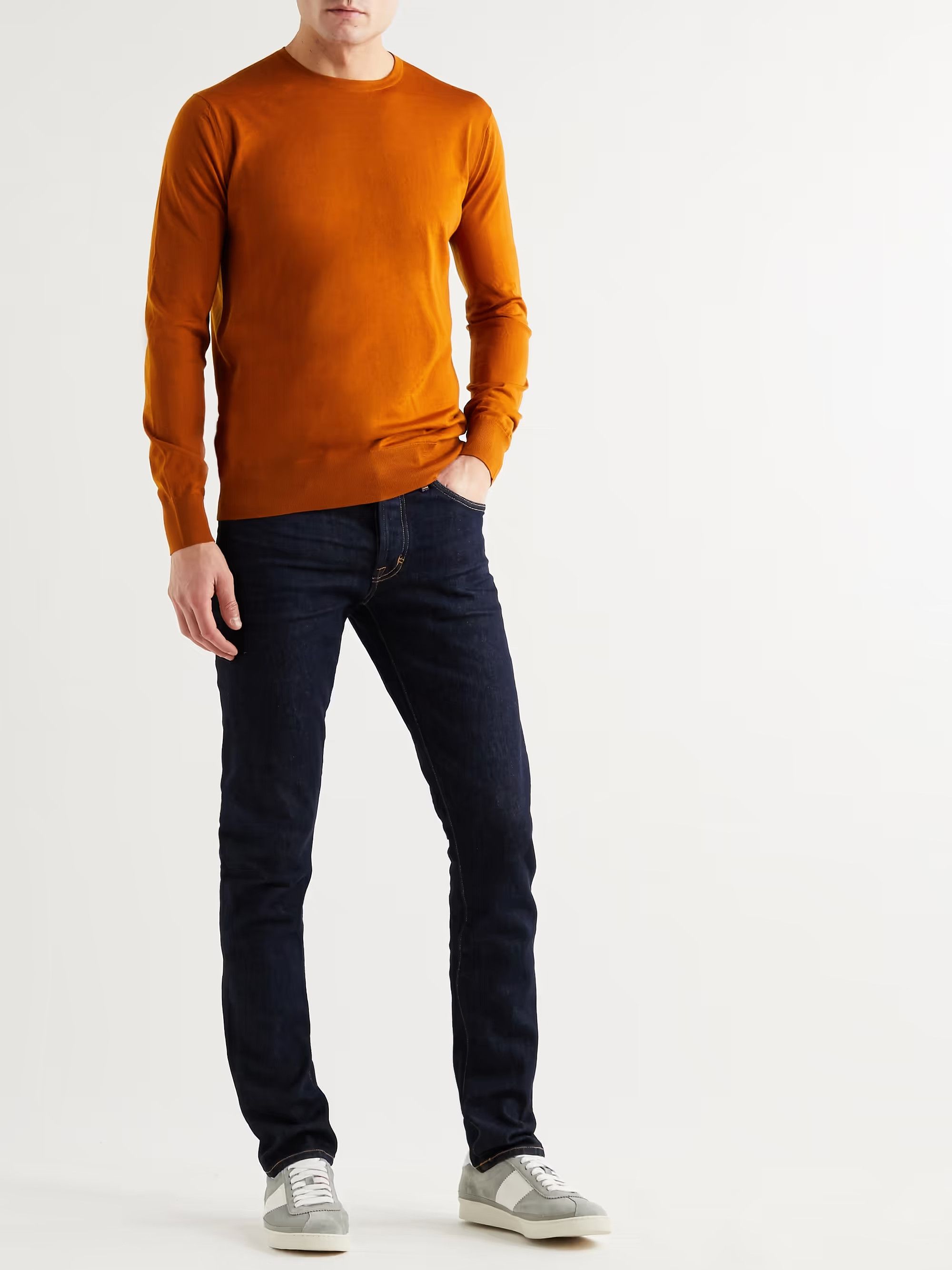 Loro Piana o1w1db10724 Crewneck Sweater in Orange Size US XXL / EU 58 / 5 - 2 Thumbnail