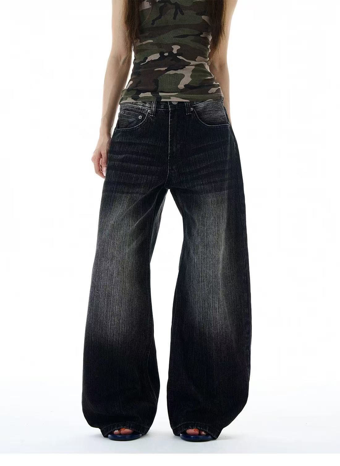 Jean American retro men's loose wide-leg scimitar black jeans Size US 32 / EU 48 - 2 Thumbnail