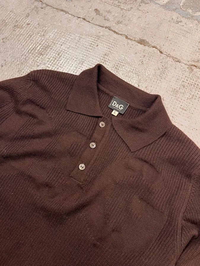 Dolce & Gabbana 2000s Dolce & Gabbana Brown Wool Polo Longsleeves Size US M / EU 48-50 / 2 - 5 Thumbnail