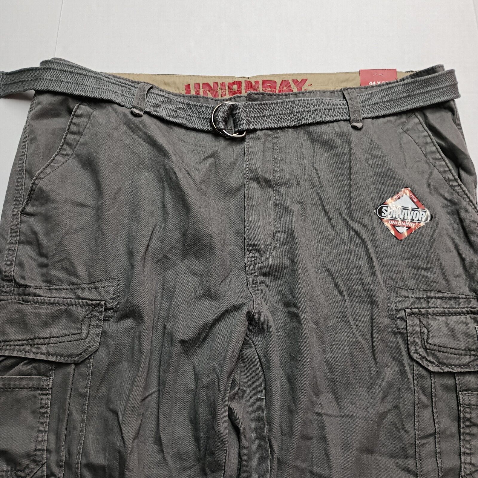 UNIONBAY Union Bay Cargo Pants Men's 44x30 Gray Goose + Belt Hiking Size US 44 / EU 60 - 4 Thumbnail