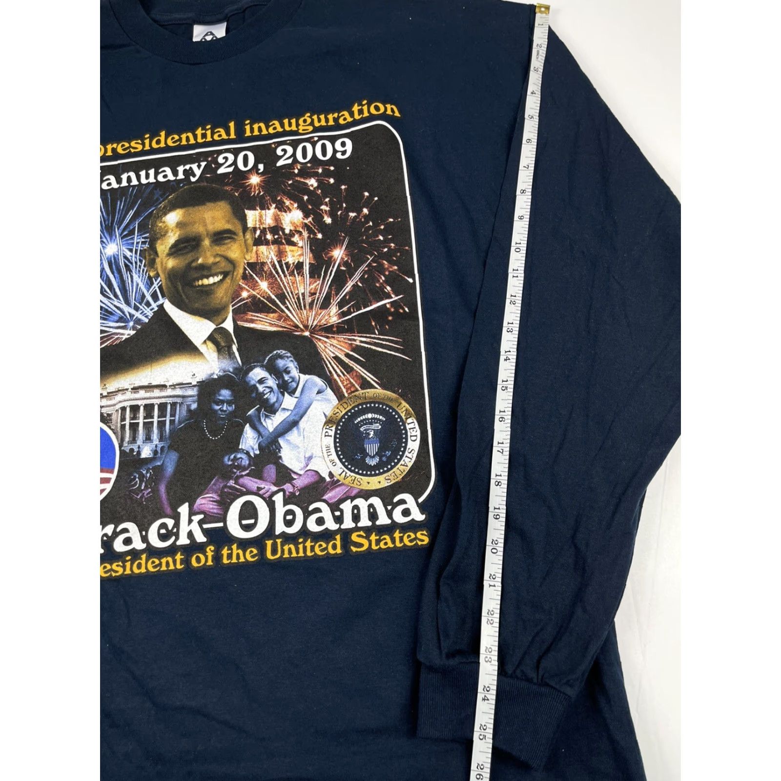 Vintage Barack Obama 2009 Inauguration Long Sleeve Shirt Unisex Adult 2XL Blue Graphic Cotton USA Size US XXL / EU 58 / 5 - 7 Thumbnail
