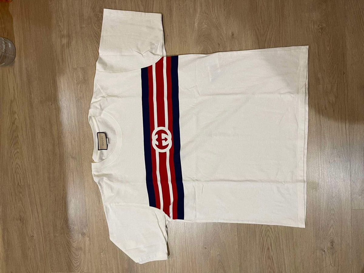 Gucci Gucci interlocking G stripe white T-shirt Size US L / EU 52-54 / 3 - 1 Thumbnail