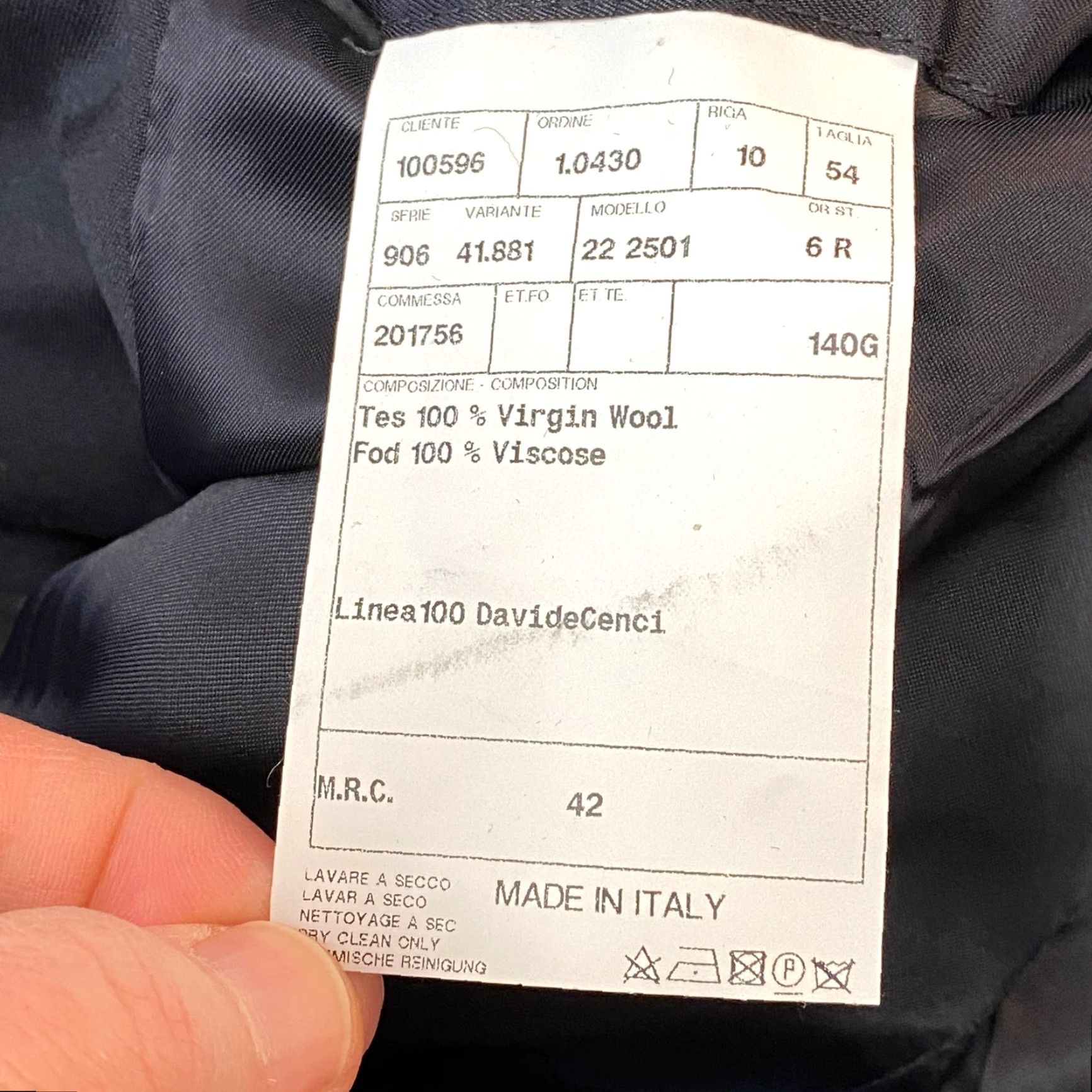 Vintage Davide Cenci Blazer Mens Navy Virgin Wool 3-Button Jacket 42L Italy Regular Long Black Notch Wool Blazer Style Italian Tailored Business Mens Size 42R - 4 Thumbnail
