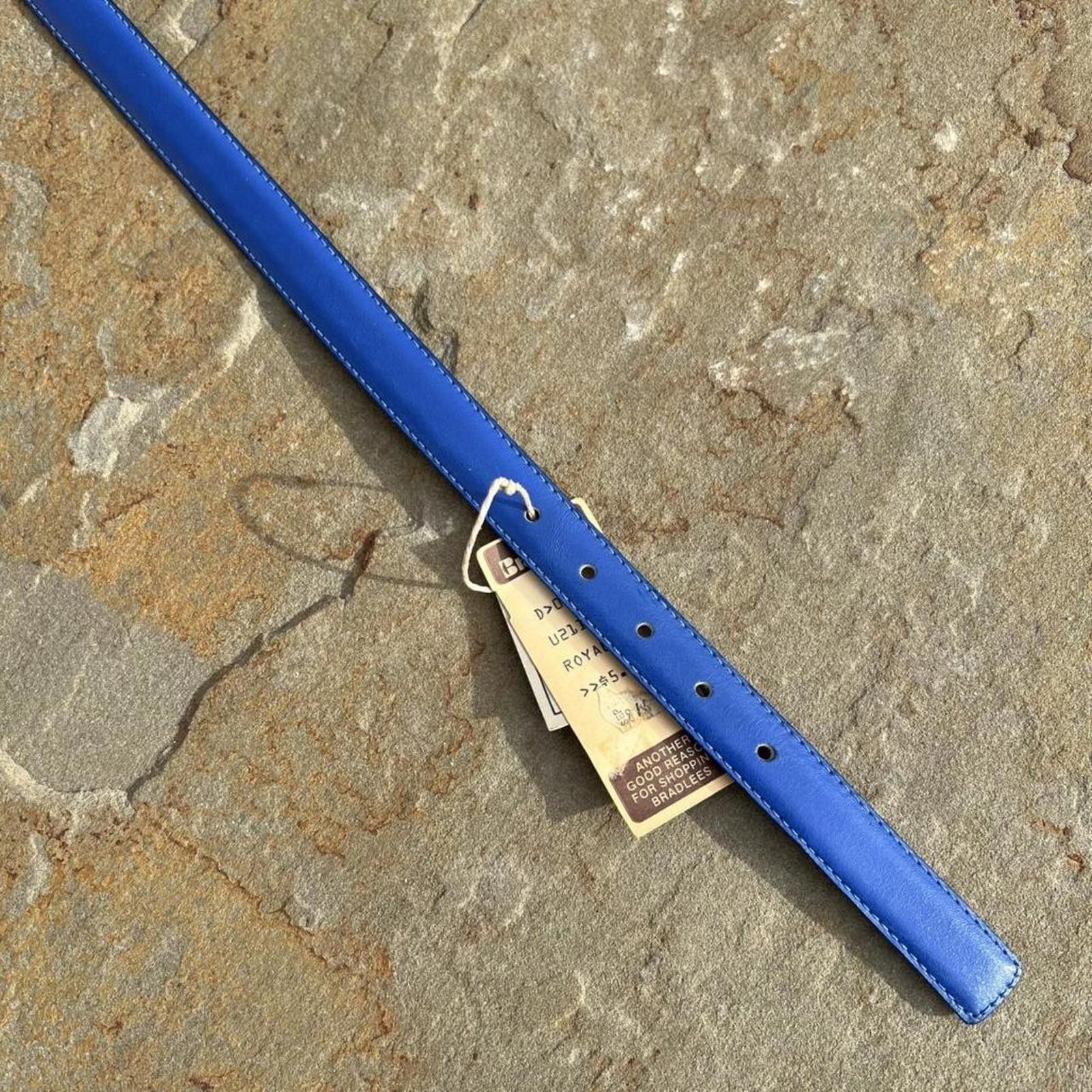 Vintage Deadstock NWT Vintage 90s Blue Leather Thin Square Tip Belt Size ONE SIZE - 5 Thumbnail