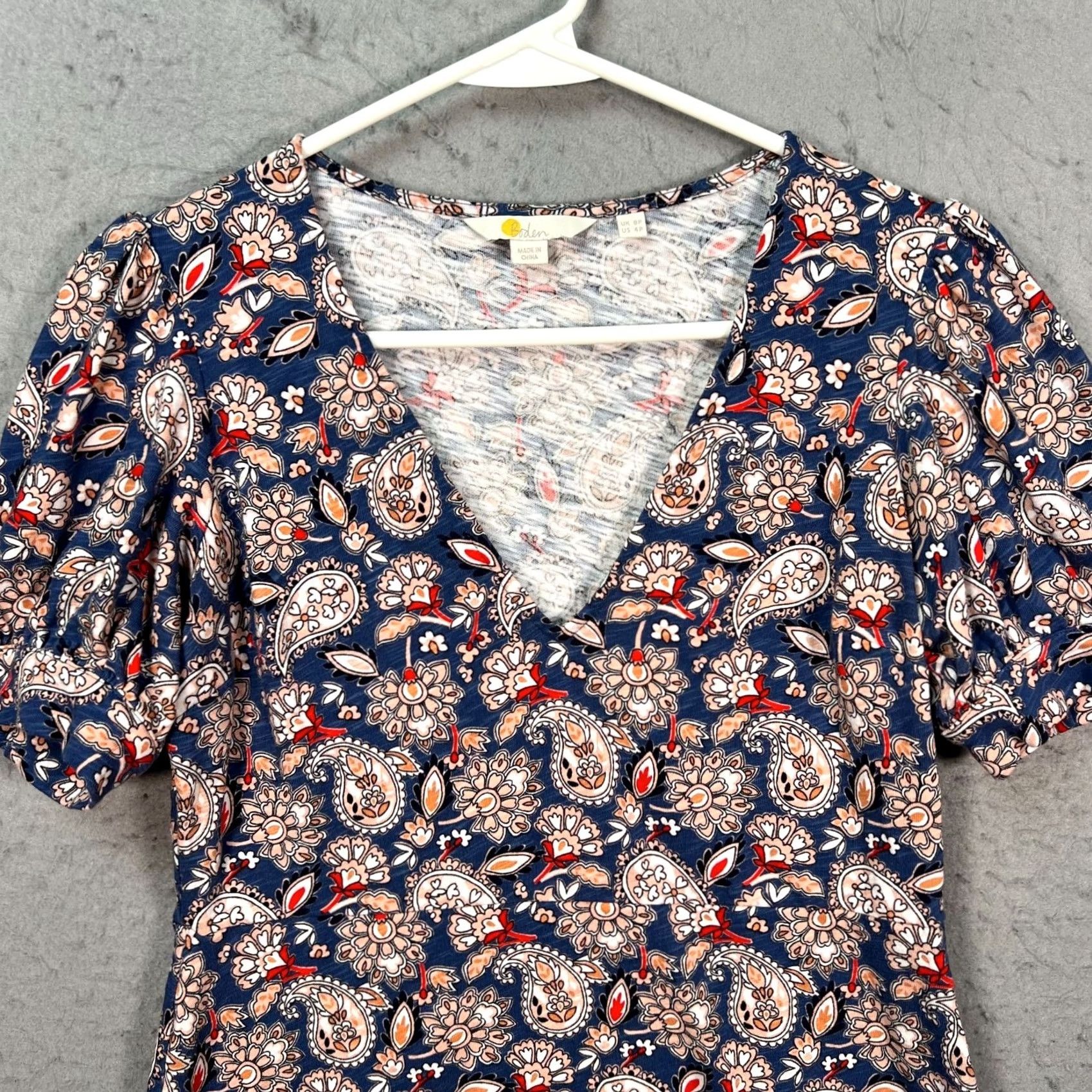 Boden Boden Floral Paisley Mini Dress Womens Size 4P Short-Sleeve V-Neck Size S / US 4 / IT 40 - 4 Thumbnail