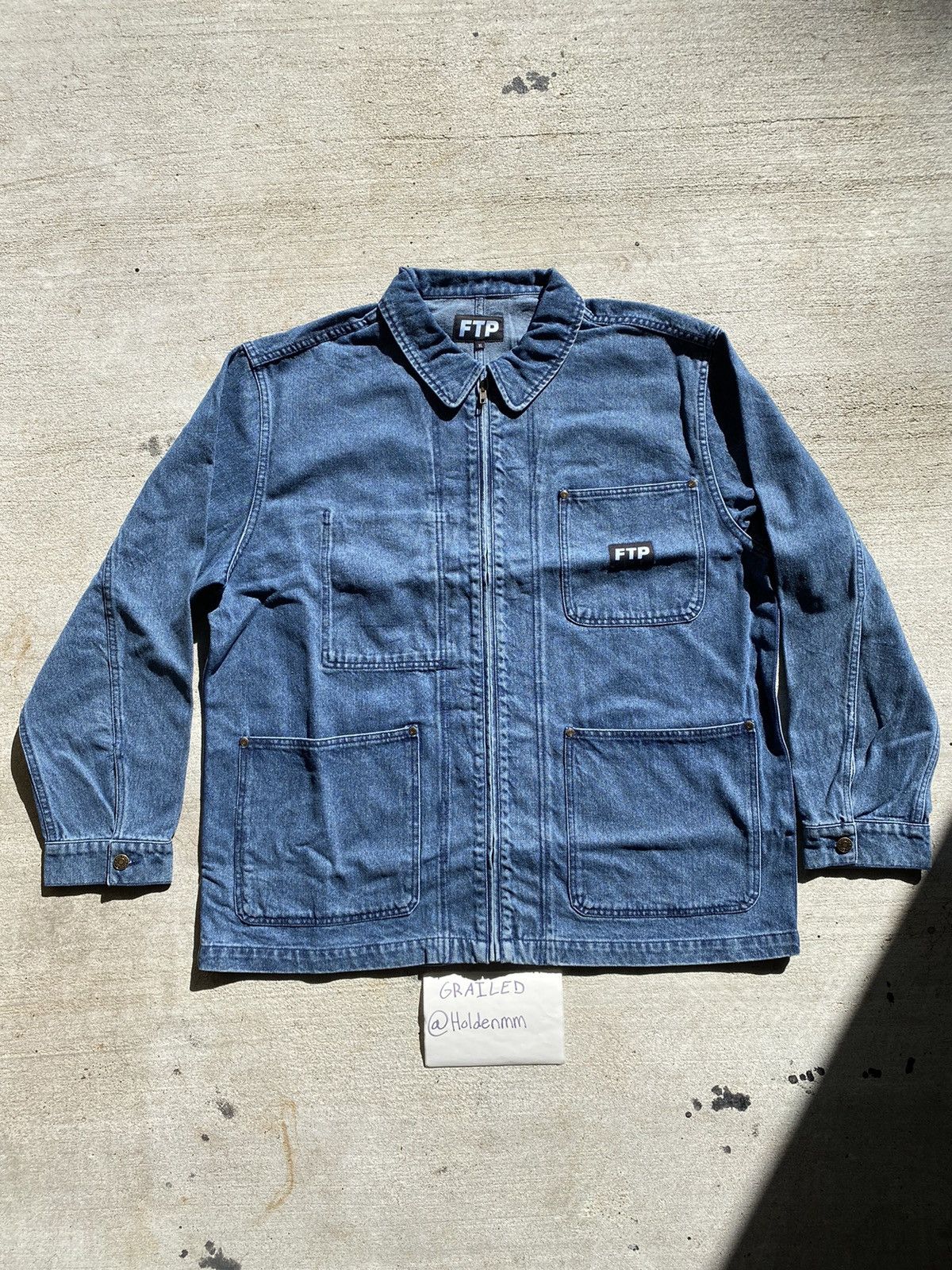 FTP FRAYED DENIM LOGO CHORE JACKET
