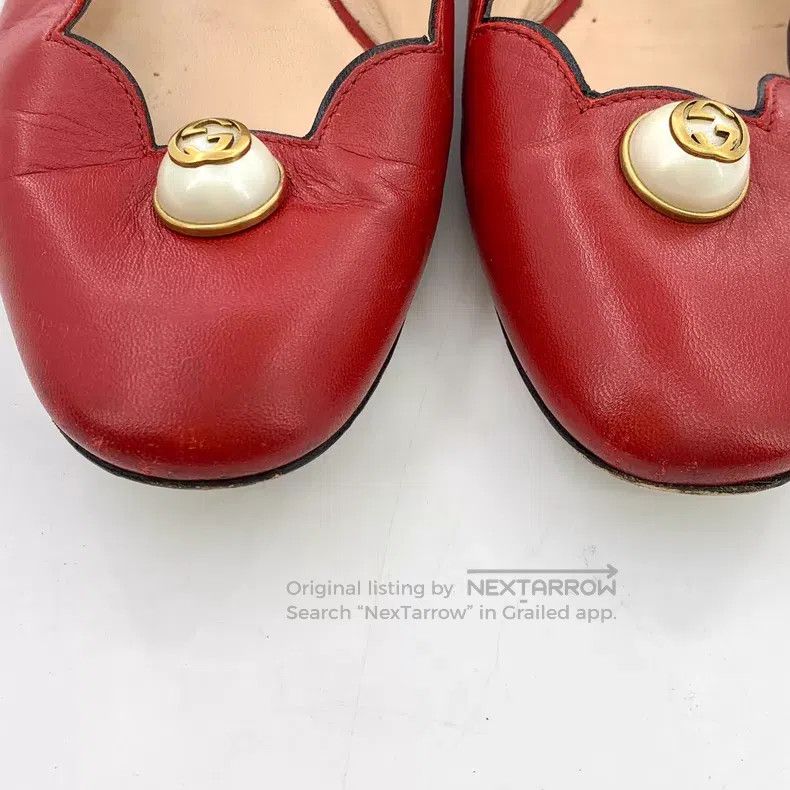 Gucci Gucci Red pearl decoration buckle casual single shoes Size US 4 / IT 34 - 9 Thumbnail