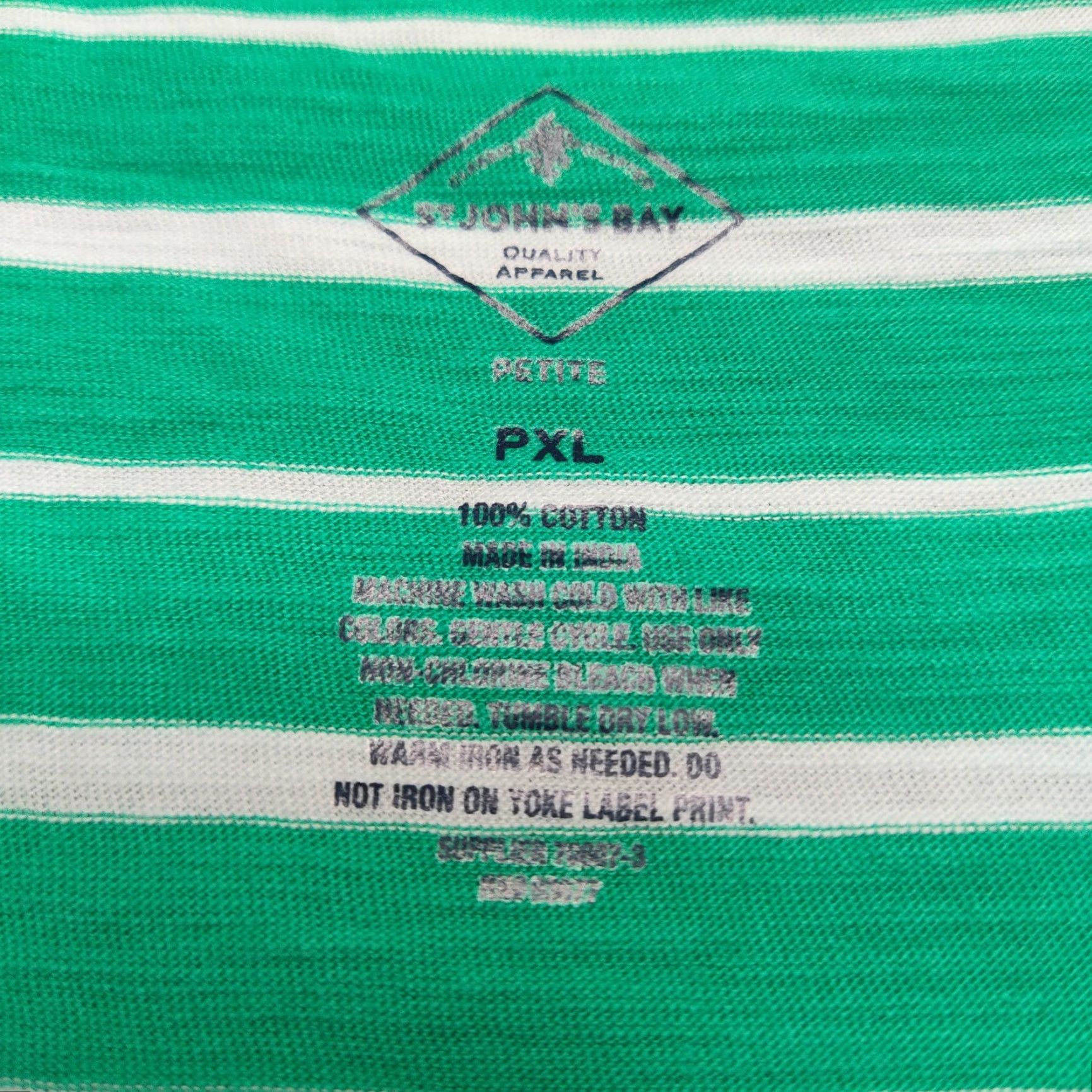 Vintage VINTAGE St. Johns Bay Women Blouse Petite XL PXL Green Stripe Open Shoulder Top NEW Size XL / US 12-14 / IT 48-50 - 3 Thumbnail