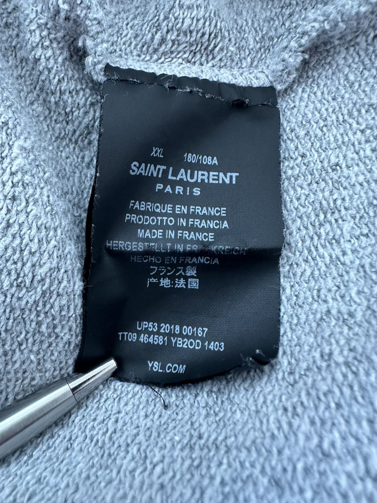 Saint Laurent Paris $990 Saint Laurent Rive Gauche logo hoodie rare XXL grey Size US XXL / EU 58 / 5 - 10 Thumbnail