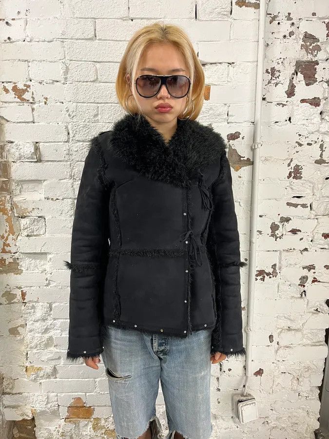 Balmain 1990s Balmain Black Faux Fur Shearling Effect Jacket Size XS / US 0-2 / IT 36-38 - 1 Thumbnail